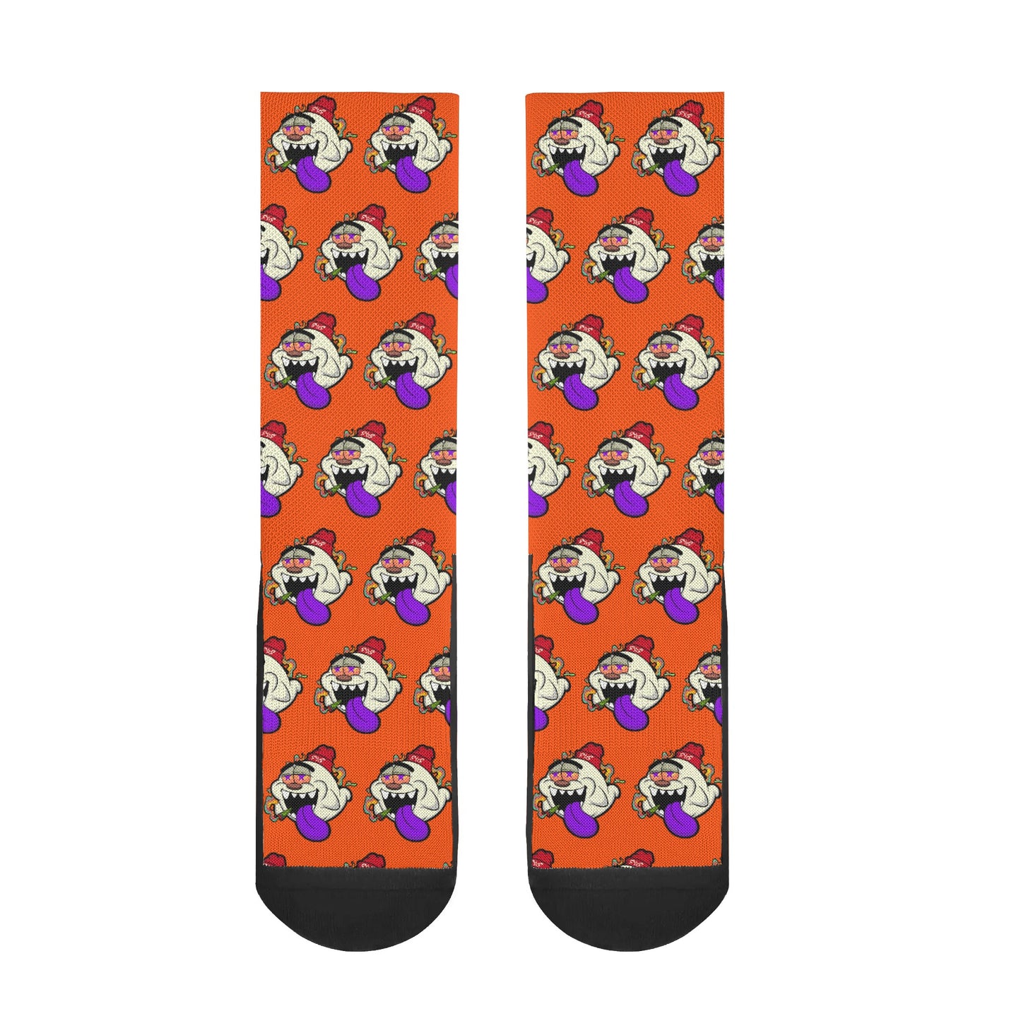 G.S.G Ghost Star Ghouls DarkOrange/Maroon Crew Socks *Free Bag Included