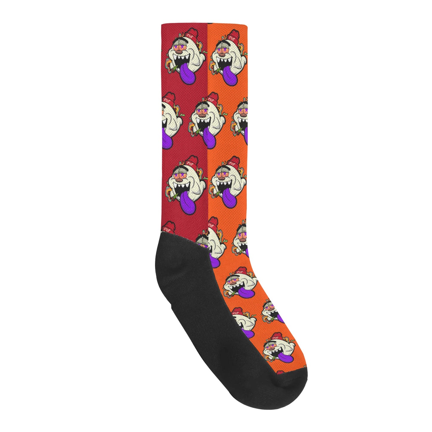 G.S.G Ghost Star Ghouls DarkOrange/Maroon Crew Socks *Free Bag Included