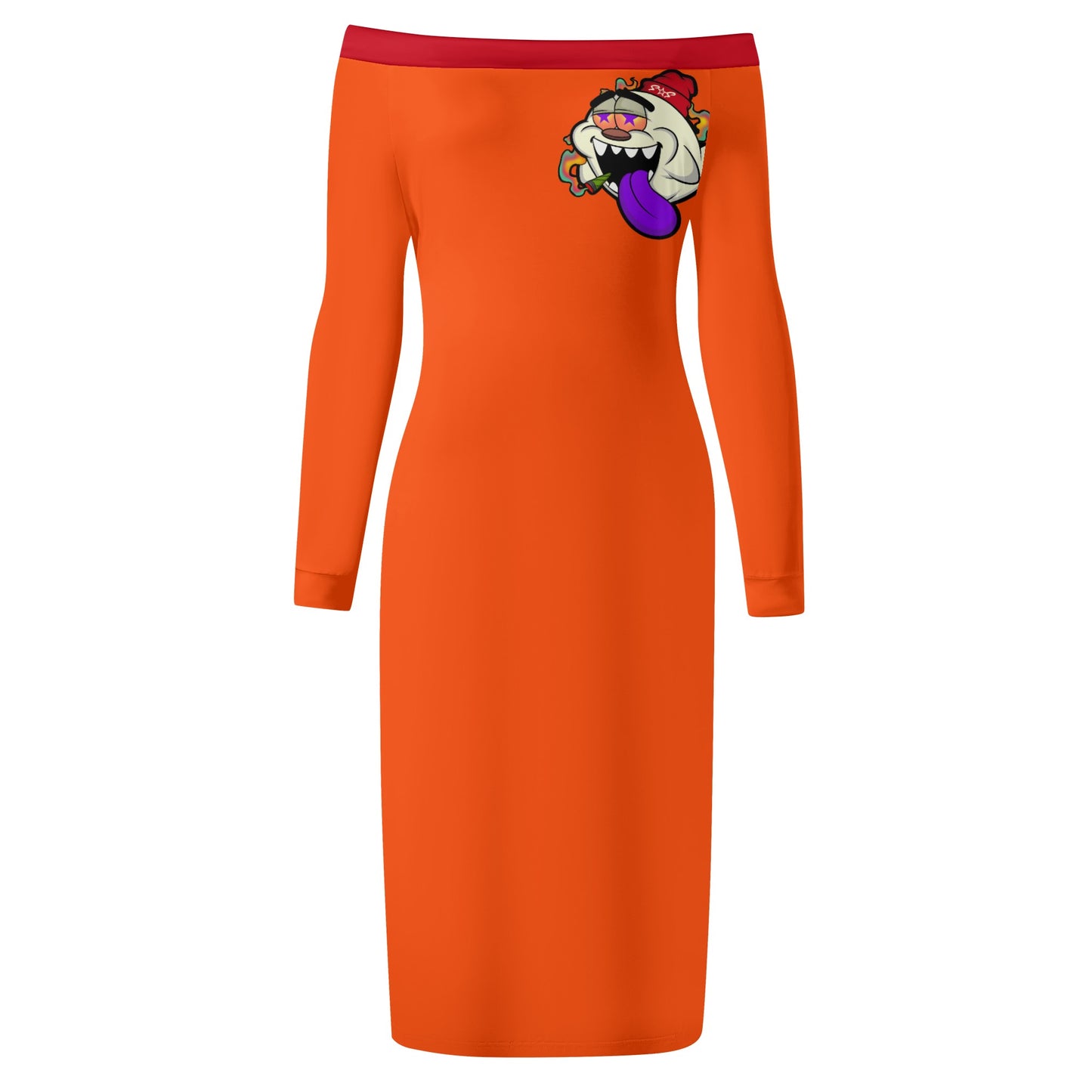 G.S.G Ghost Star Girl Womens Dark Orange Off The Shoulder Long Sleeve Elegant Wrap Dress