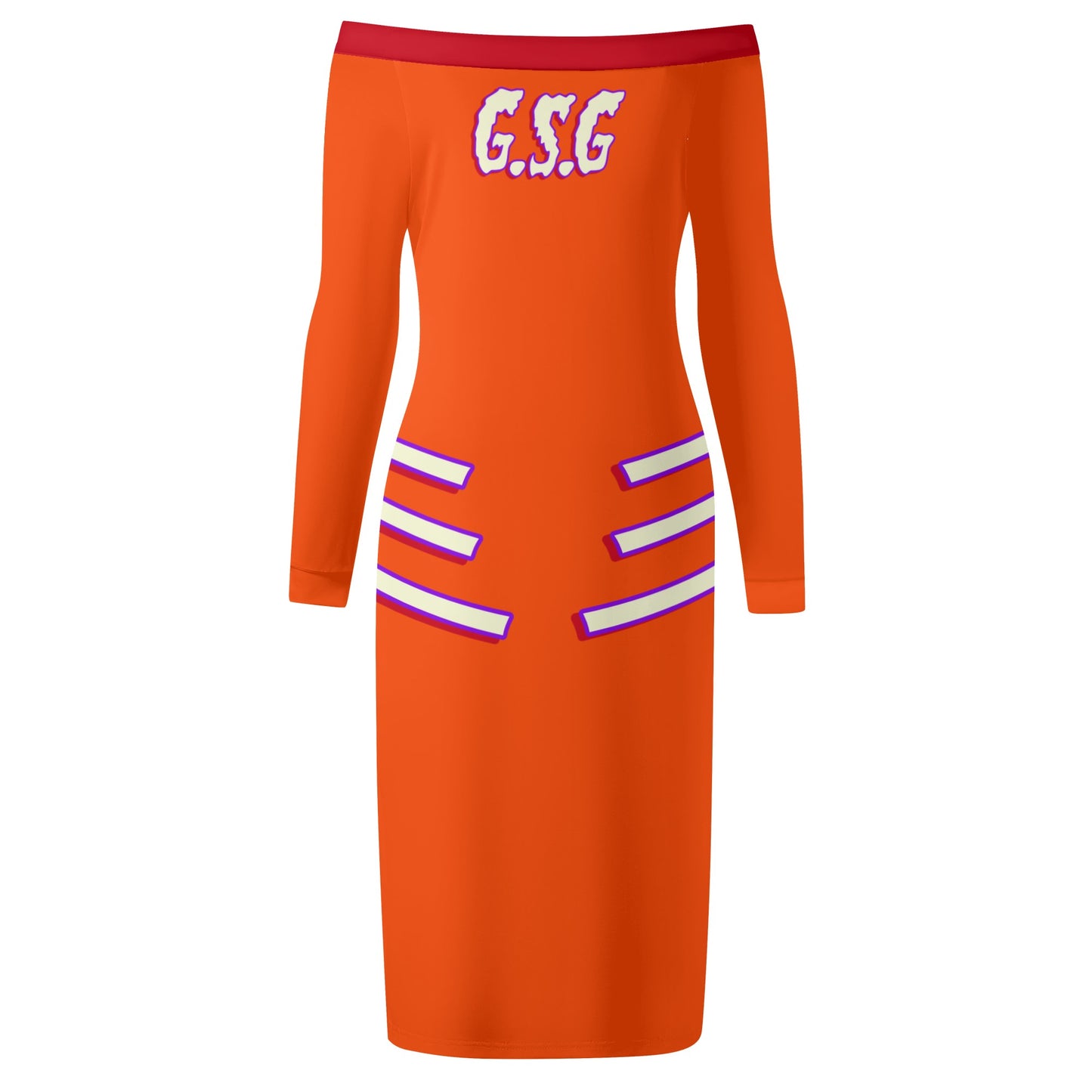 G.S.G Ghost Star Girl Womens Dark Orange Off The Shoulder Long Sleeve Elegant Wrap Dress