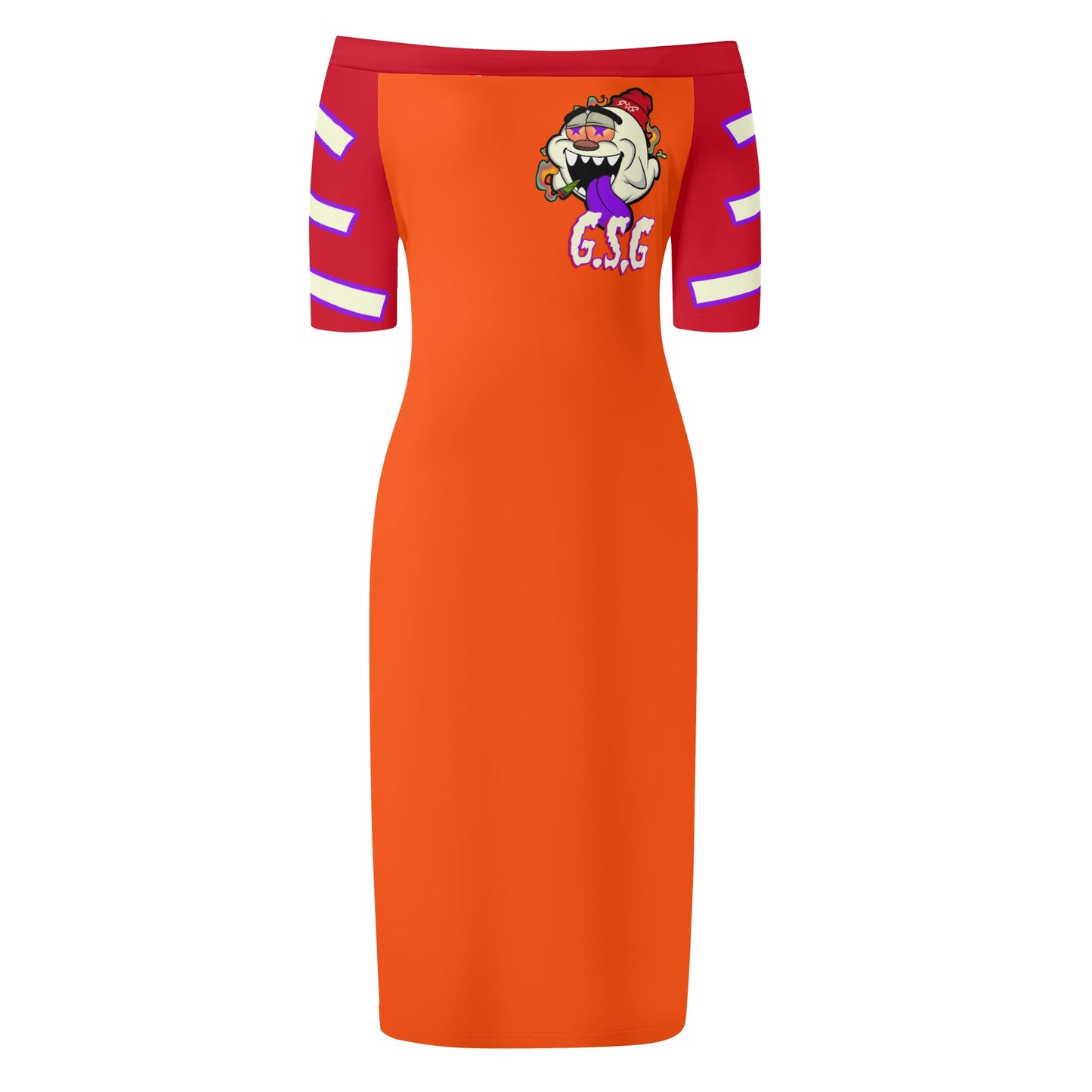 G.S.G Ghost Star Girl Womens Off The Shoulder Dark Orange Short Sleeve Elegant Wrap Dress