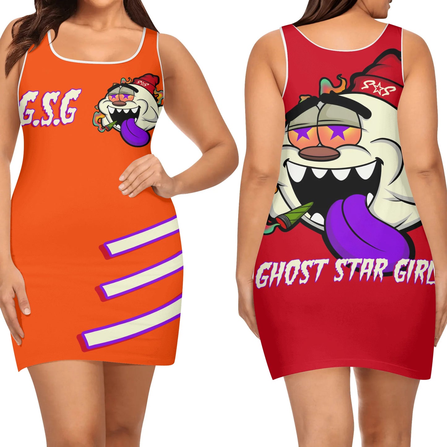 G.S.G Ghost Star Girl Womens Dark Orange Elegant Sleeveless Vest Dress