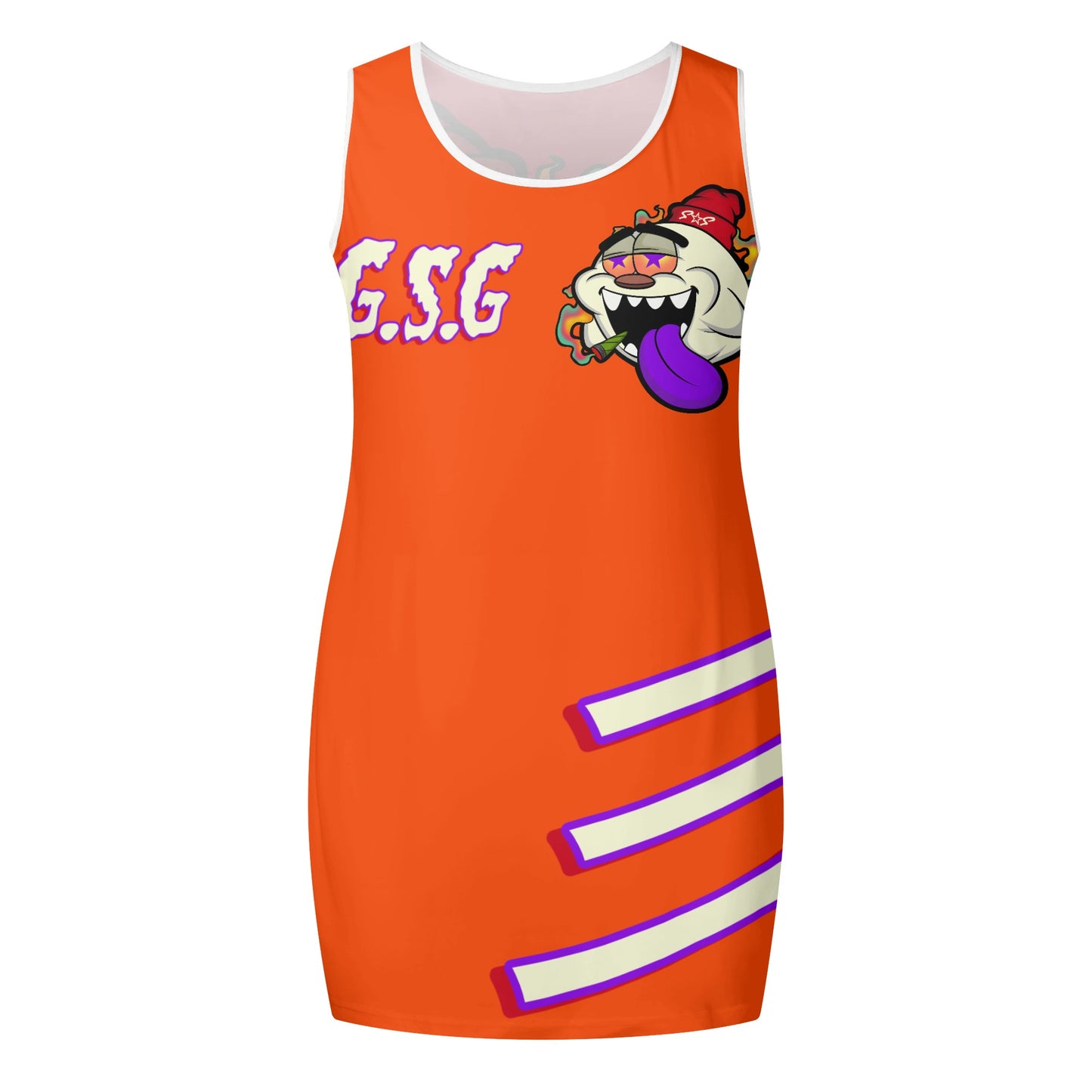 G.S.G Ghost Star Girl Womens Dark Orange Elegant Sleeveless Vest Dress