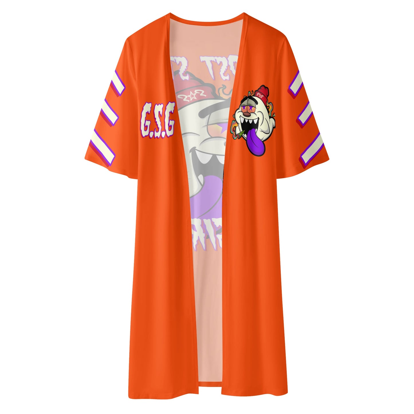 G.S.G Ghost Star Girl Womens Dark Orange Half Sleeve Kimono Cardigan