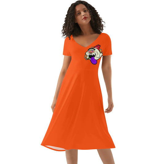 G.S.G Ghost Star Girl Womens Dark Orange Ruffle Summer Dress