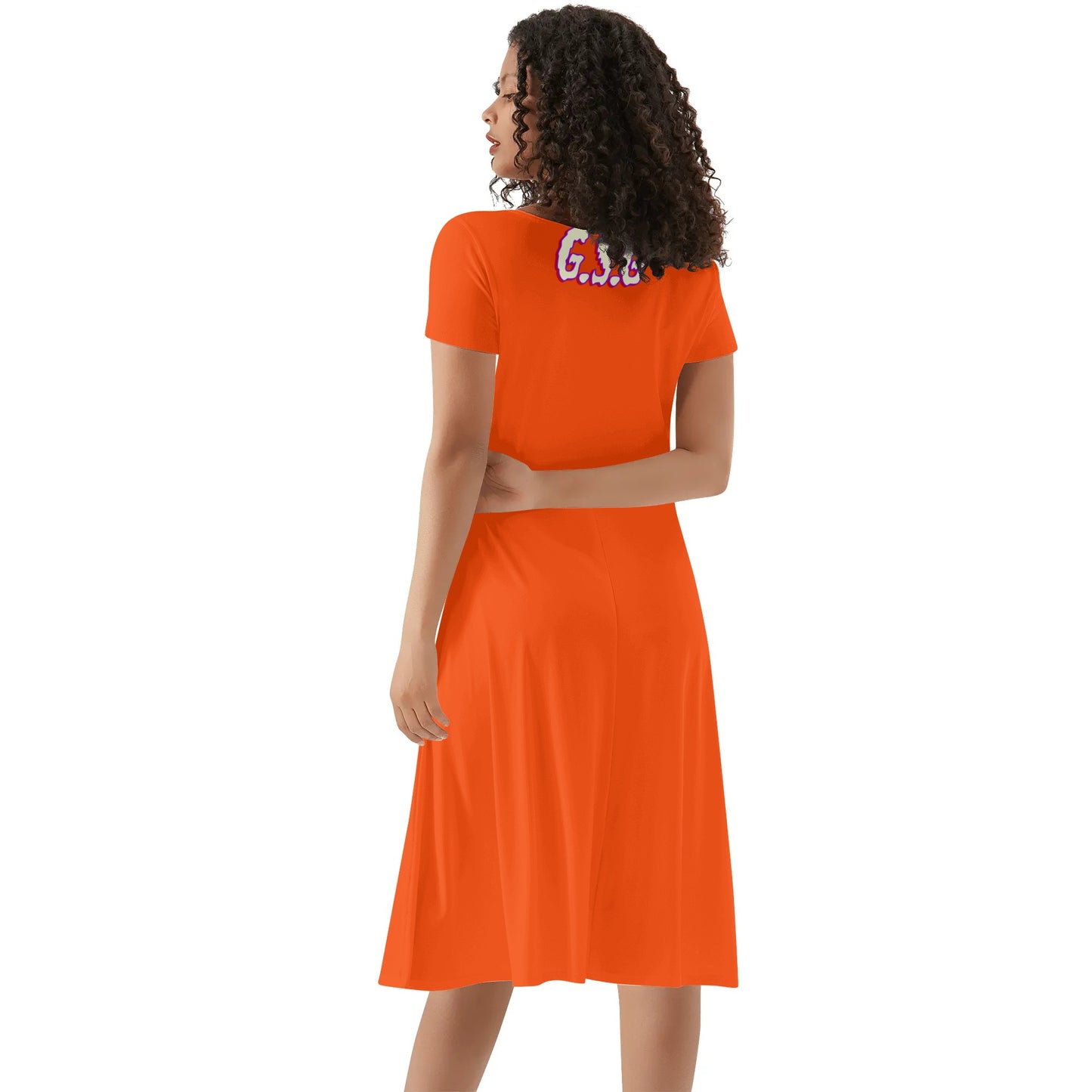 G.S.G Ghost Star Girl Womens Dark Orange Ruffle Summer Dress