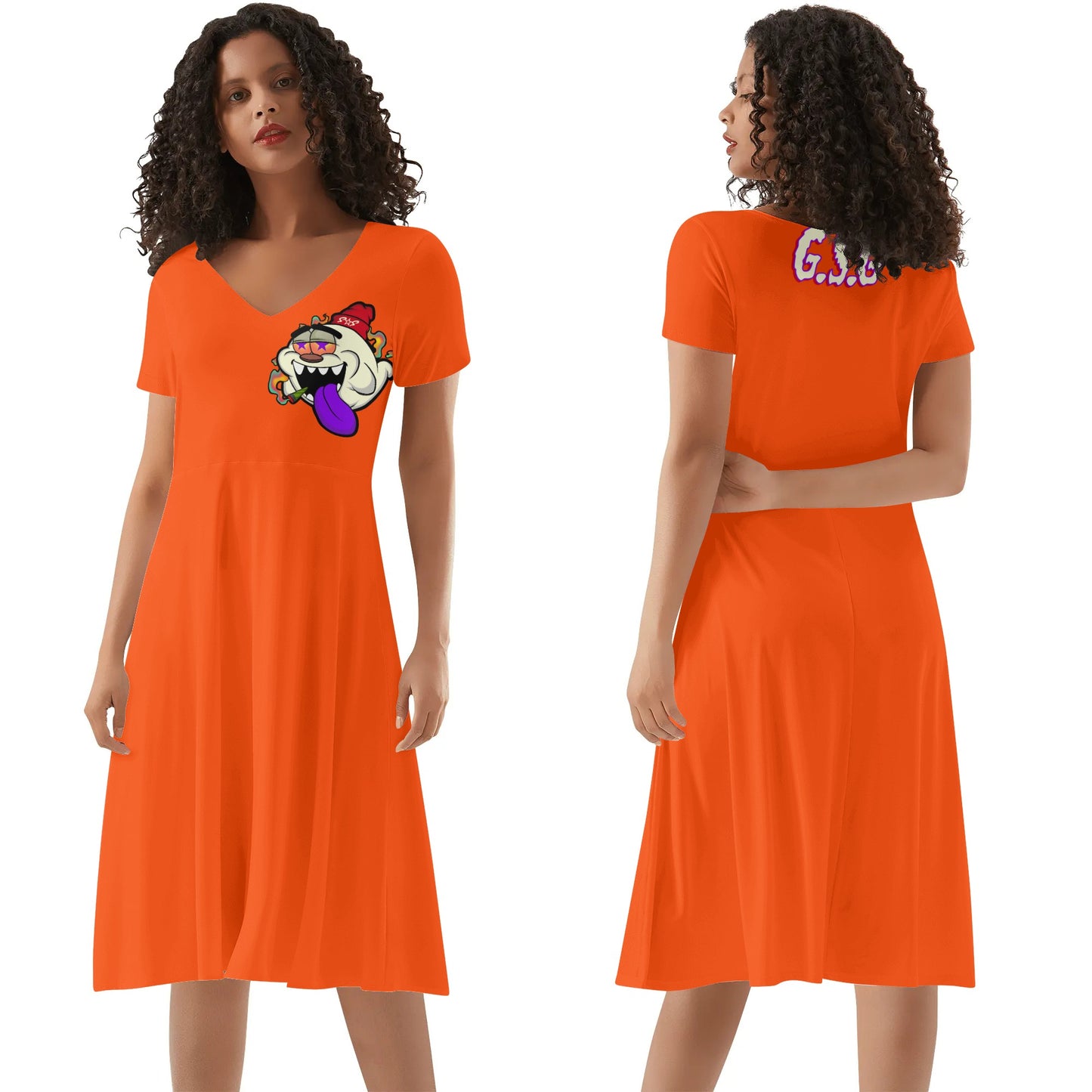 G.S.G Ghost Star Girl Womens Dark Orange Ruffle Summer Dress