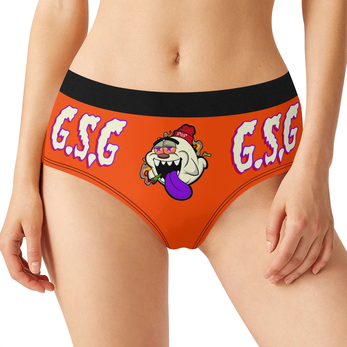 G.S.G Ghost Star Girl Womens Dark Orange Mid Waisted Briefs