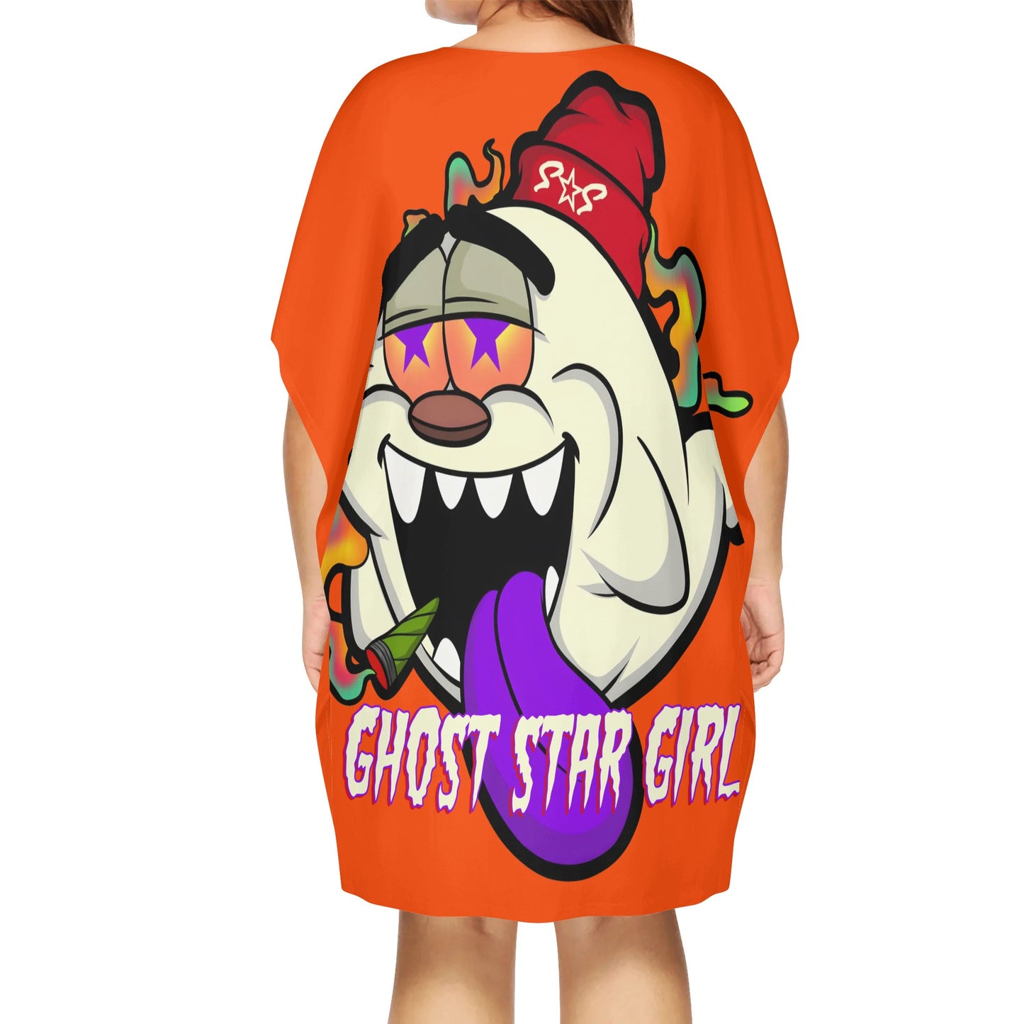 G.S.G Ghost Star Ghouls Dark Orange Womens Daily Star Size Loose Dress