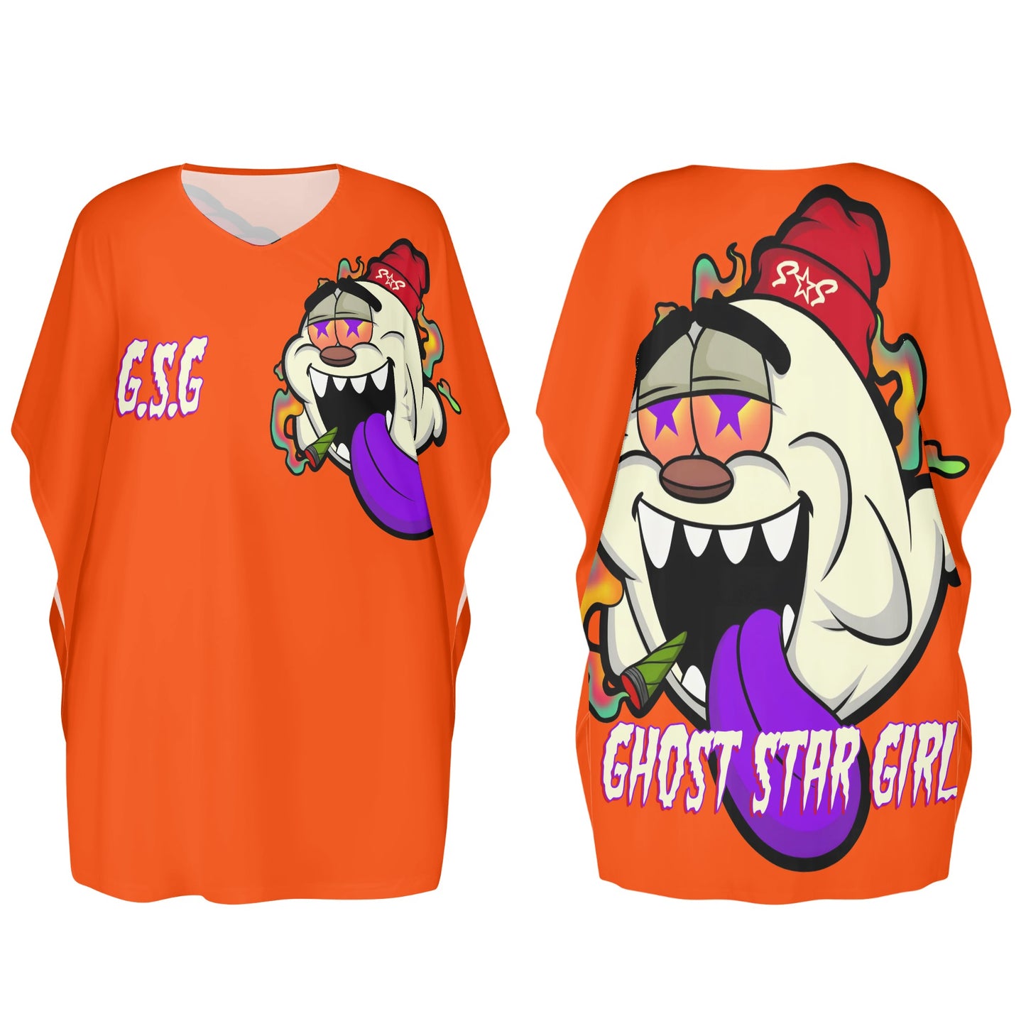 G.S.G Ghost Star Ghouls Dark Orange Womens Daily Star Size Loose Dress