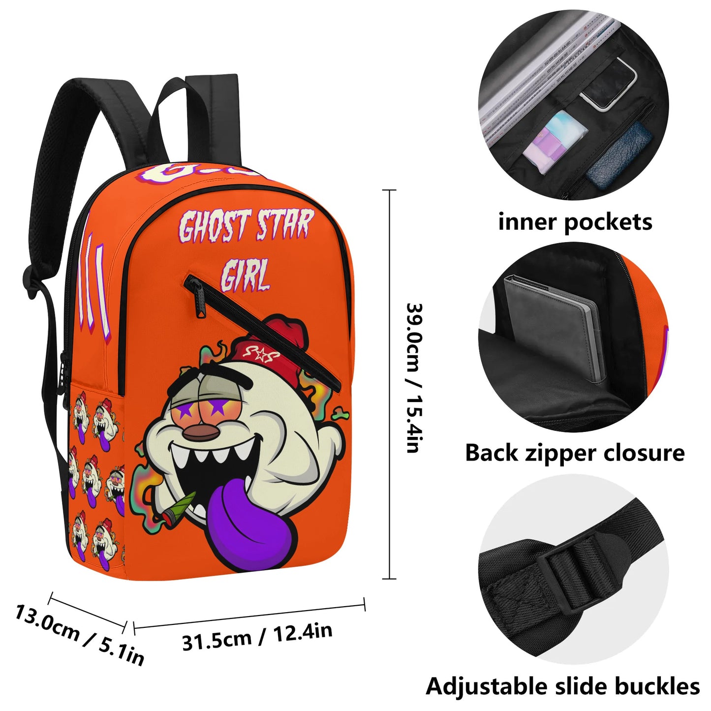 G.S.G Ghost Star Ghouls Mans Dark Orange Laptop Backpack *Free Key Ring*