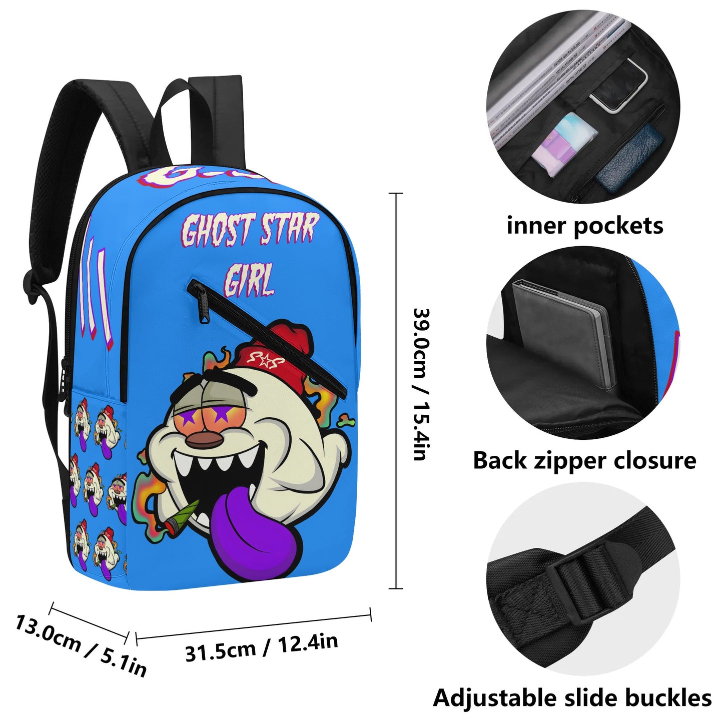 G.S.G Ghost Star Girl Womens Blue Laptop Backpack *Free Key Ring*