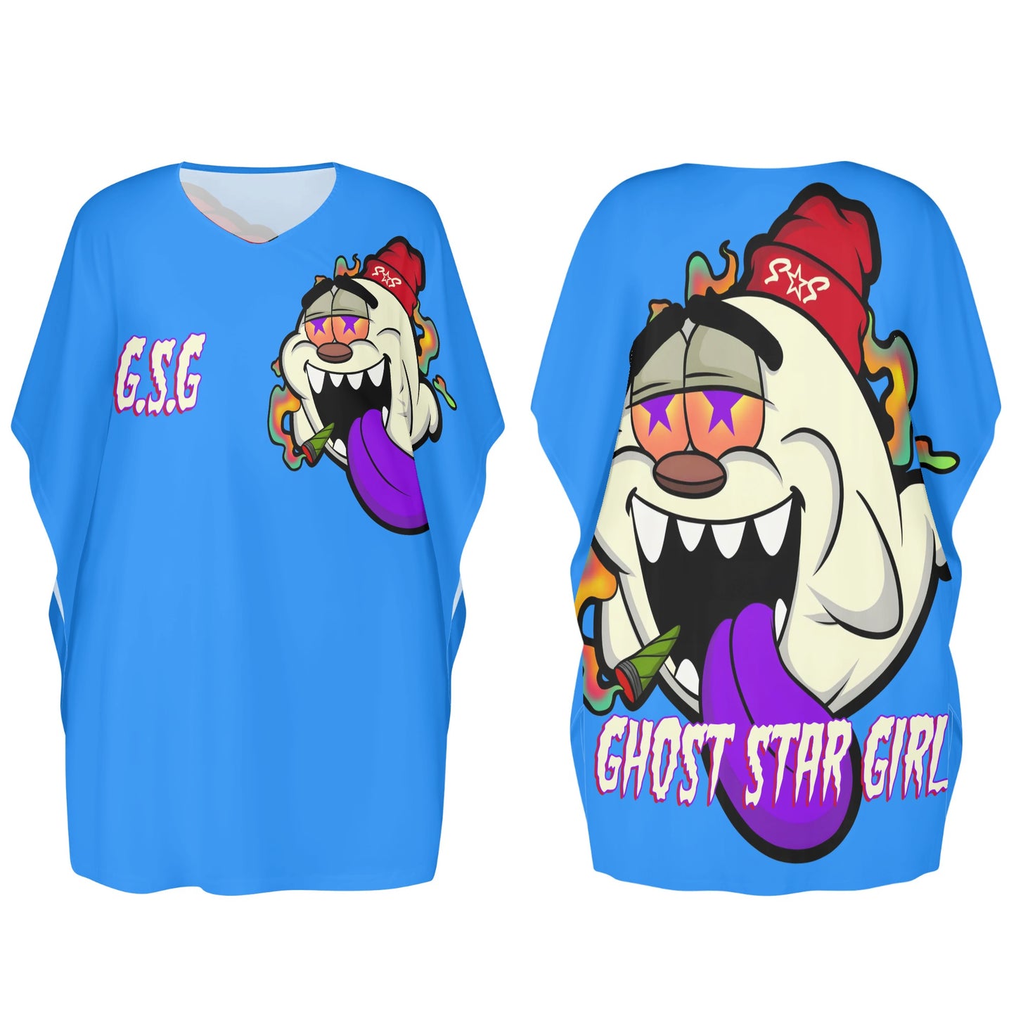 G.S.G Ghost Star Ghouls Blue Womens Daily Star Size Loose Dress