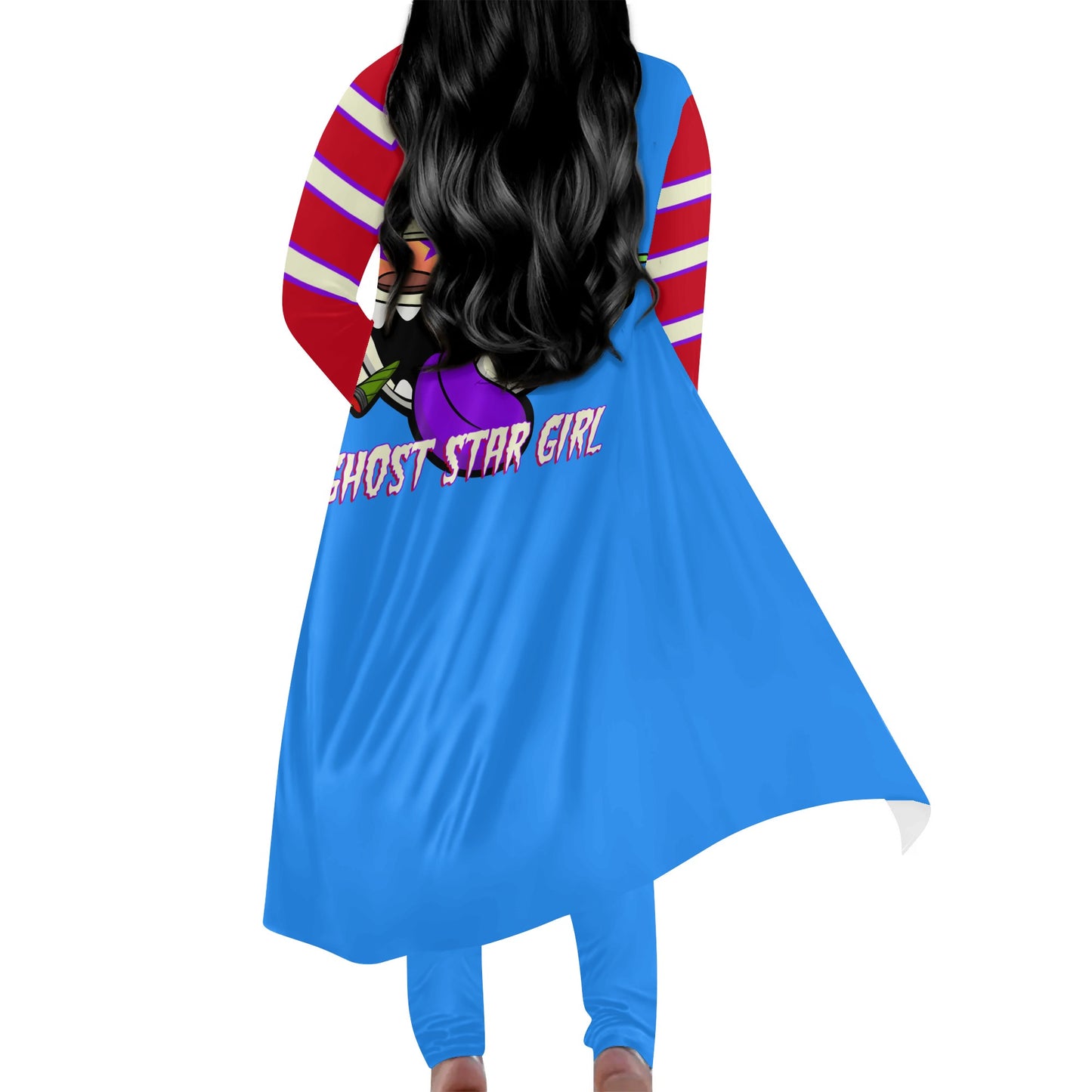 G.S.G Ghost Star Girl Blue/Maroon Long Sleeve Cardigan and Leggings 2pcs