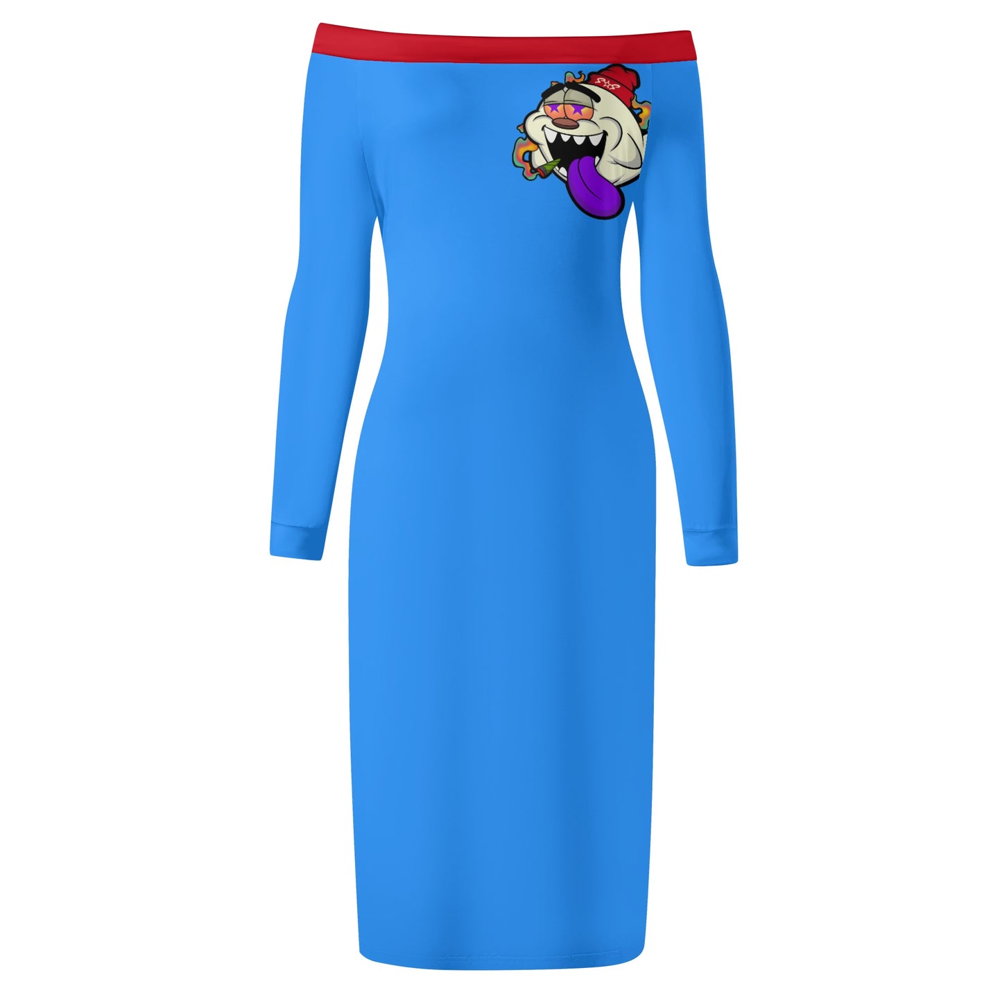 G.S.G Ghost Star Girl Womens Blue Off The Shoulder Long Sleeve Elegant Wrap Dress