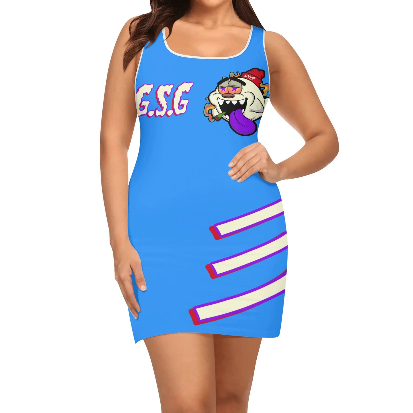 G.S.G Ghost Star Girl Womens Blue Elegant Sleeveless Vest Dress