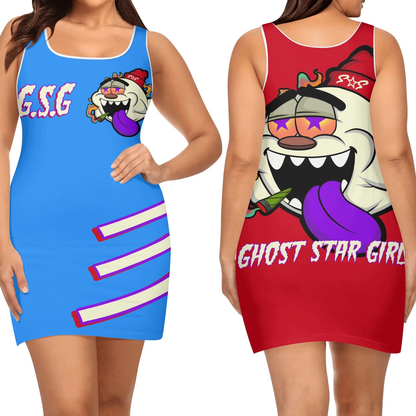 G.S.G Ghost Star Girl Womens Blue Elegant Sleeveless Vest Dress