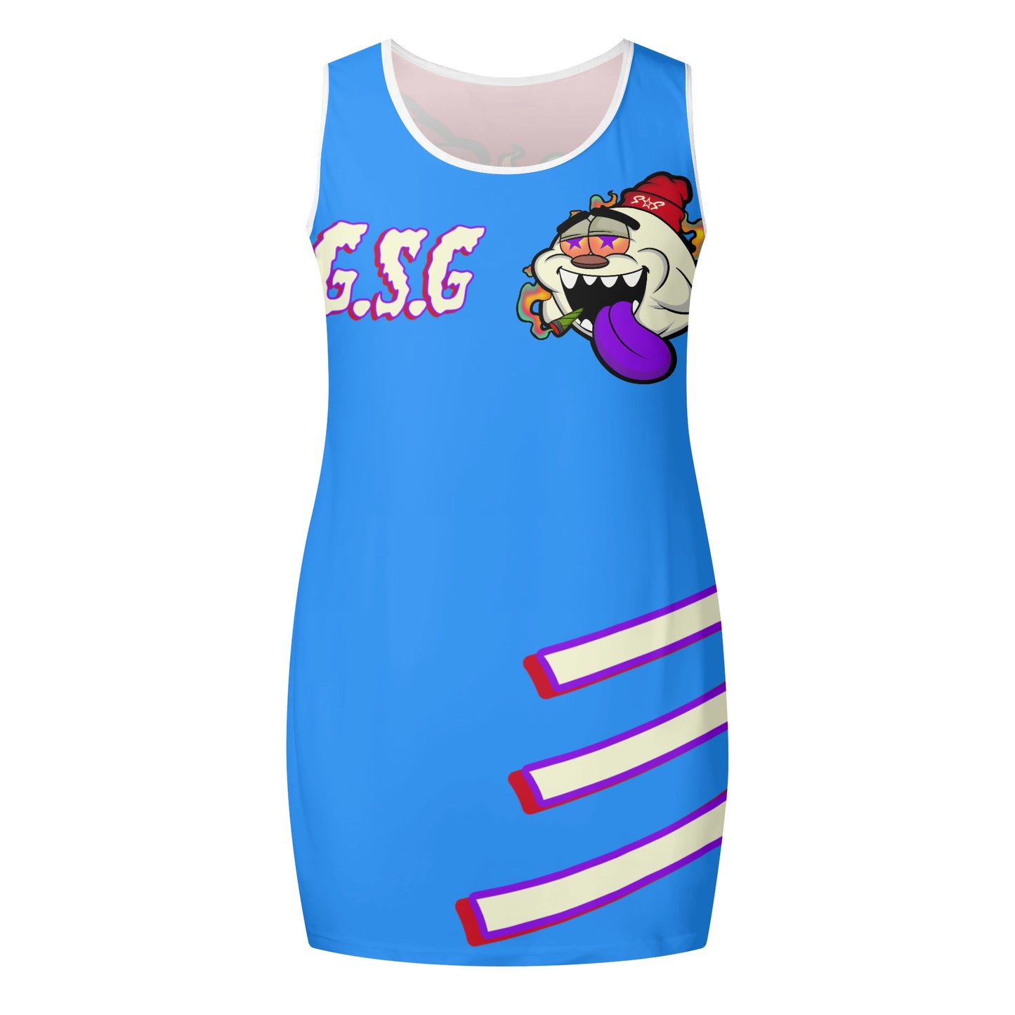 G.S.G Ghost Star Girl Womens Blue Elegant Sleeveless Vest Dress