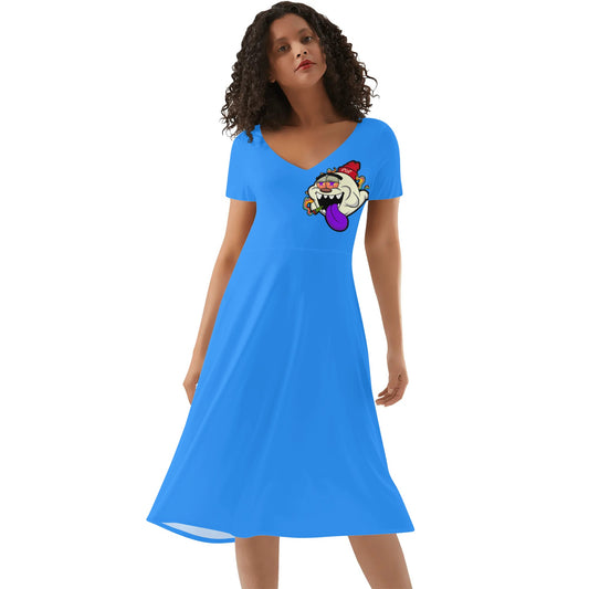 G.S.G Ghost Star Girl Womens Blue Ruffle Summer Dress