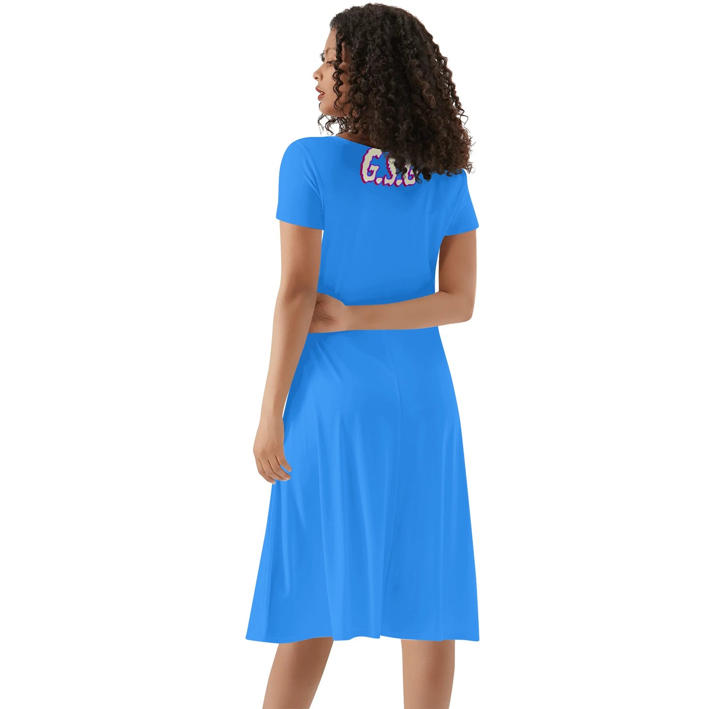 G.S.G Ghost Star Girl Womens Blue Ruffle Summer Dress