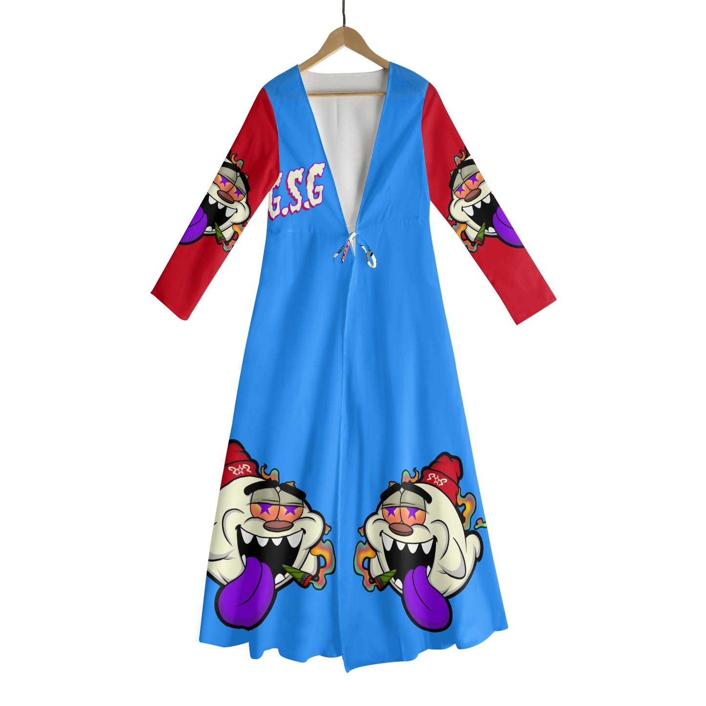 G.S.G Ghost Star Girl Womens Blue Tie-Up Beach Cover Up Dress