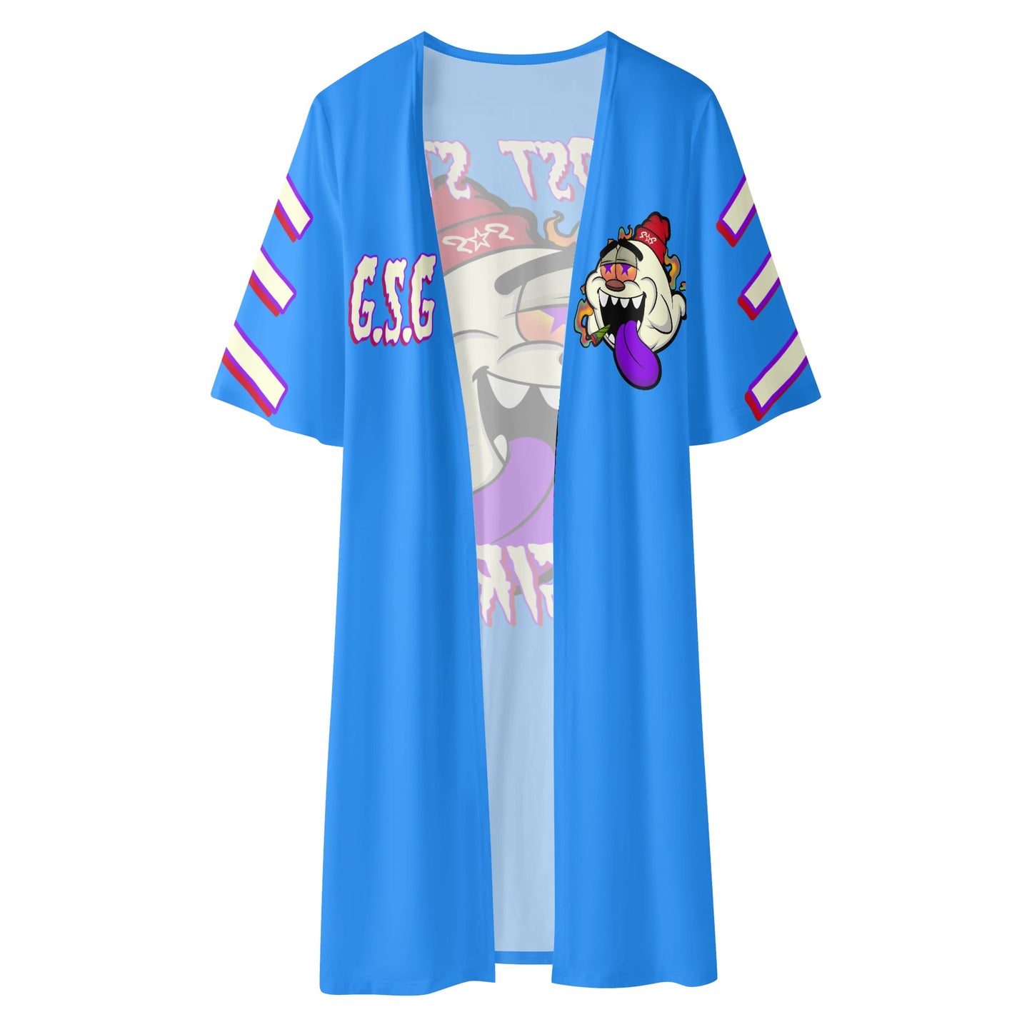 G.S.G Ghost Star Girl Womens Blue Half Sleeve Kimono Cardigan