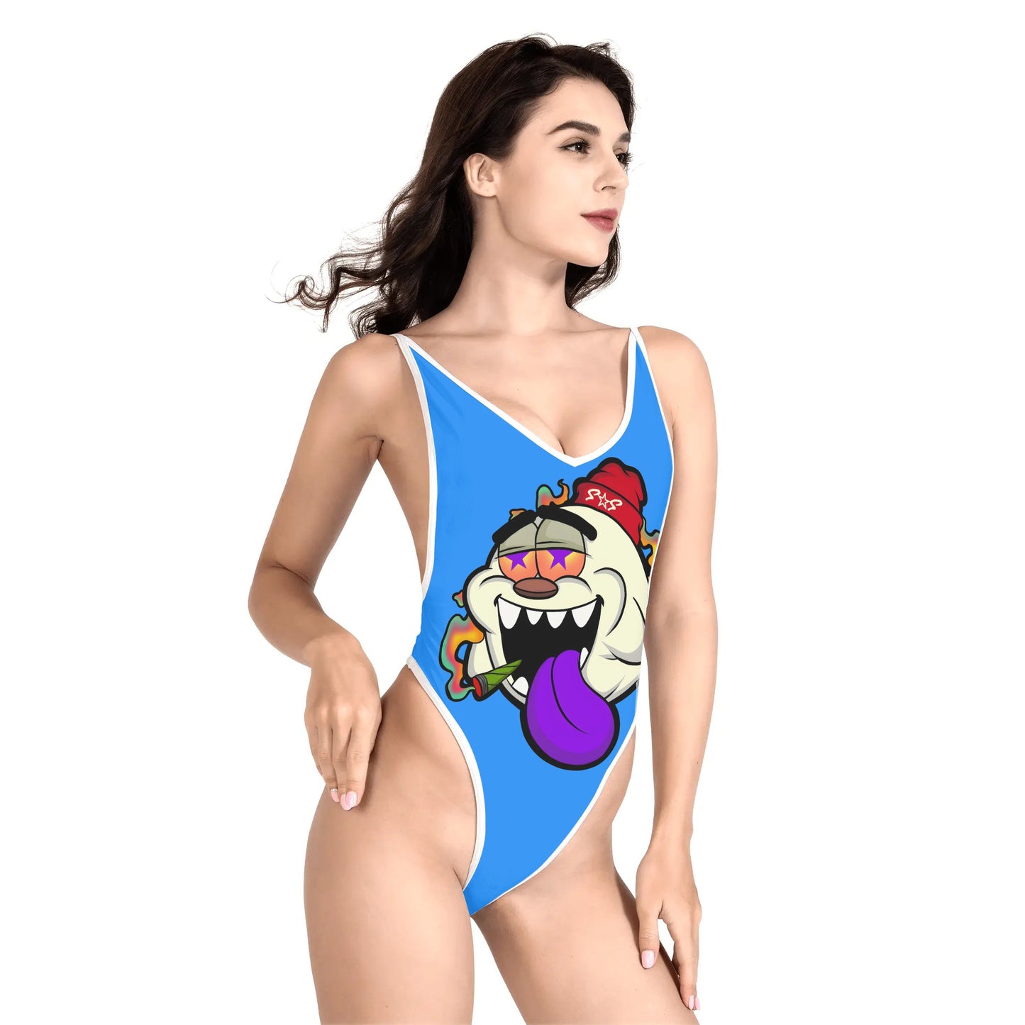 G.S.G Ghost Star Girl Women’s Blue One Piece High Cut Swimsuit