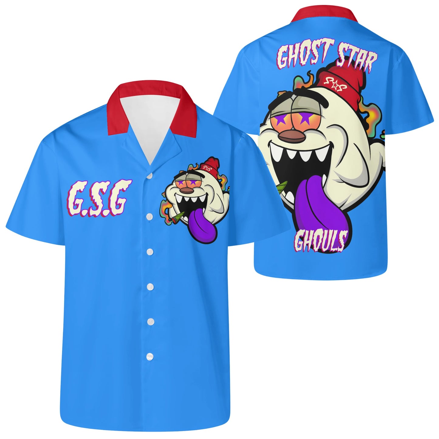 G.S.G Ghost Star Ghouls Mens Blue Hawaiian Shirt