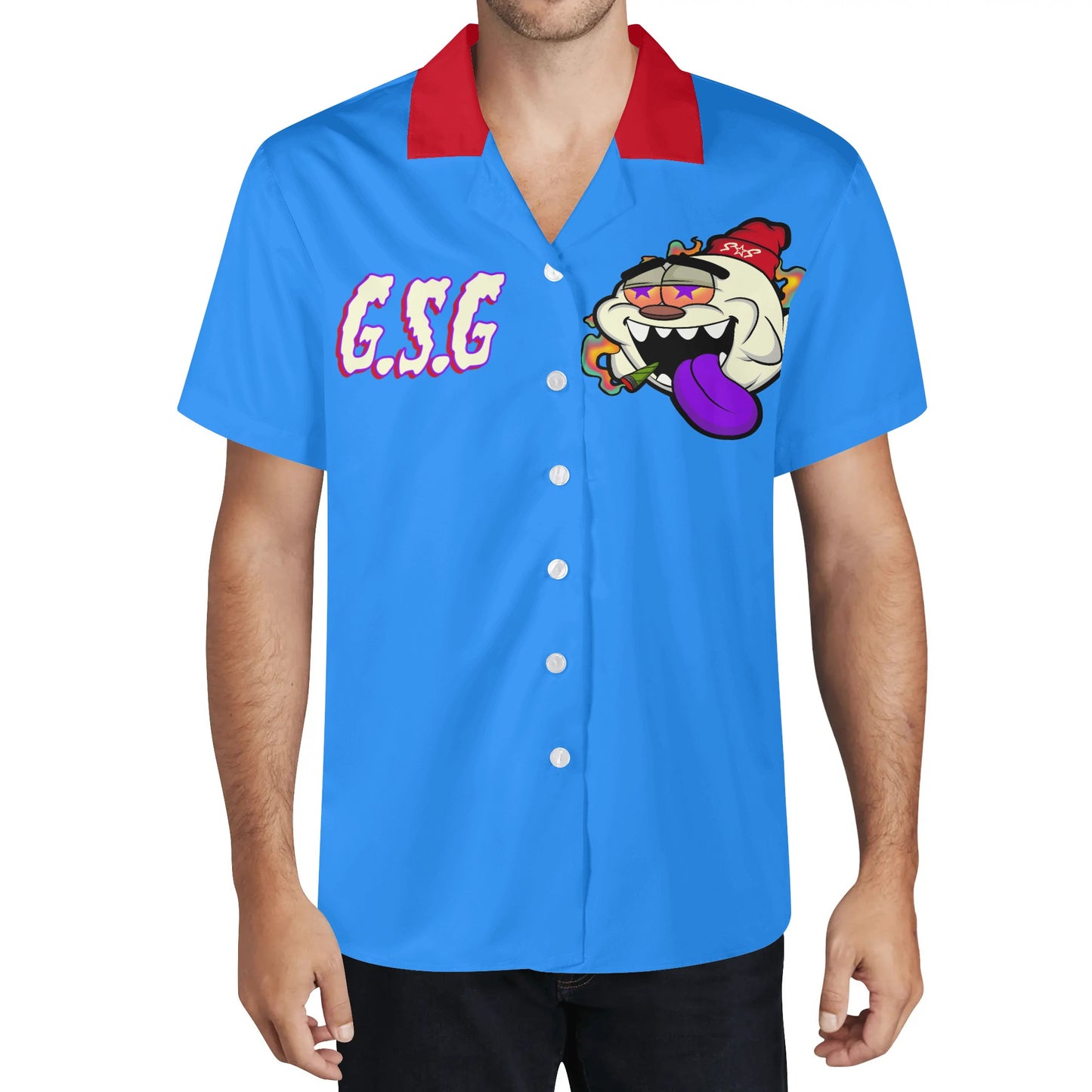 G.S.G Ghost Star Ghouls Mens Blue Hawaiian Shirt