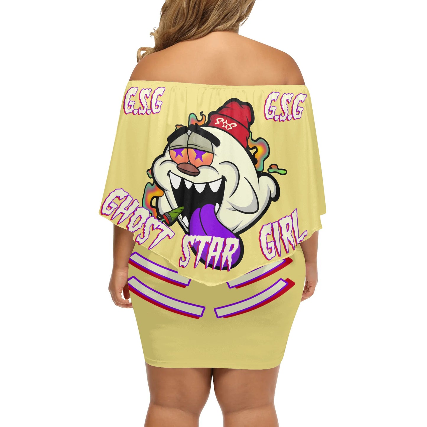 G.S.G Ghost Star Girl S.O.S Ghost Edition Womens Tan Off The Shoulder Wrap Dress