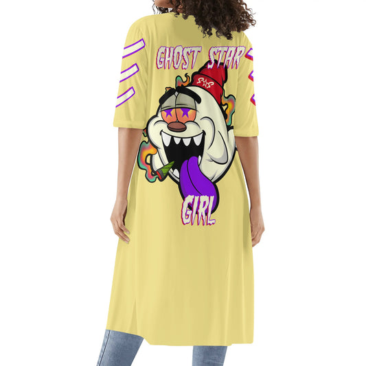 G.S.G Ghost Star Girl Womens Tan Half Sleeve Kimono Cardigan