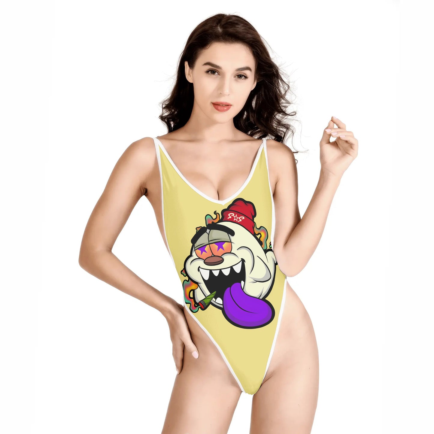 G.S.G Ghost Star Girl Women’s Tan One Piece High Cut Swimsuit