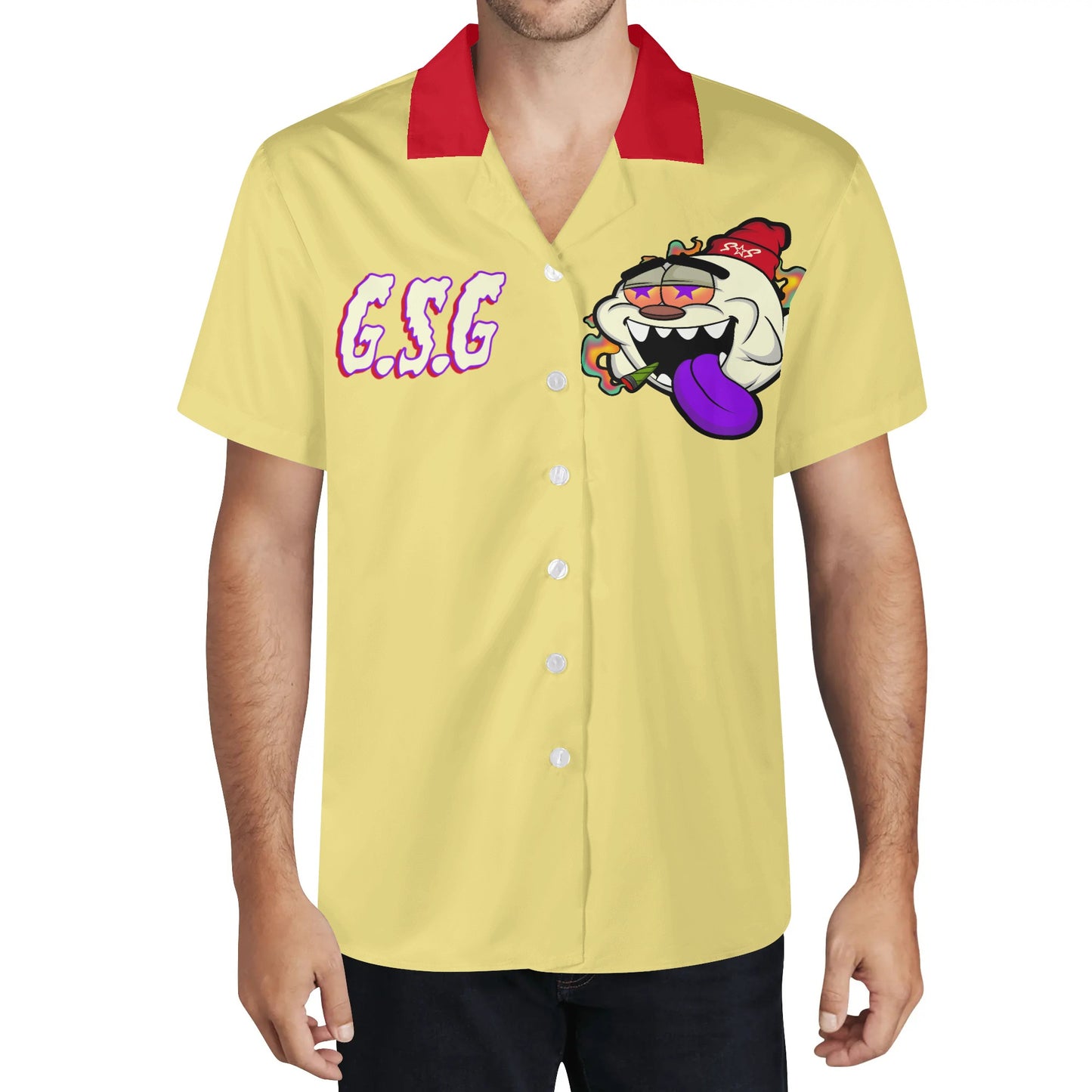 G.S.G Ghost Star Ghouls Mens Tan Hawaiian Shirt