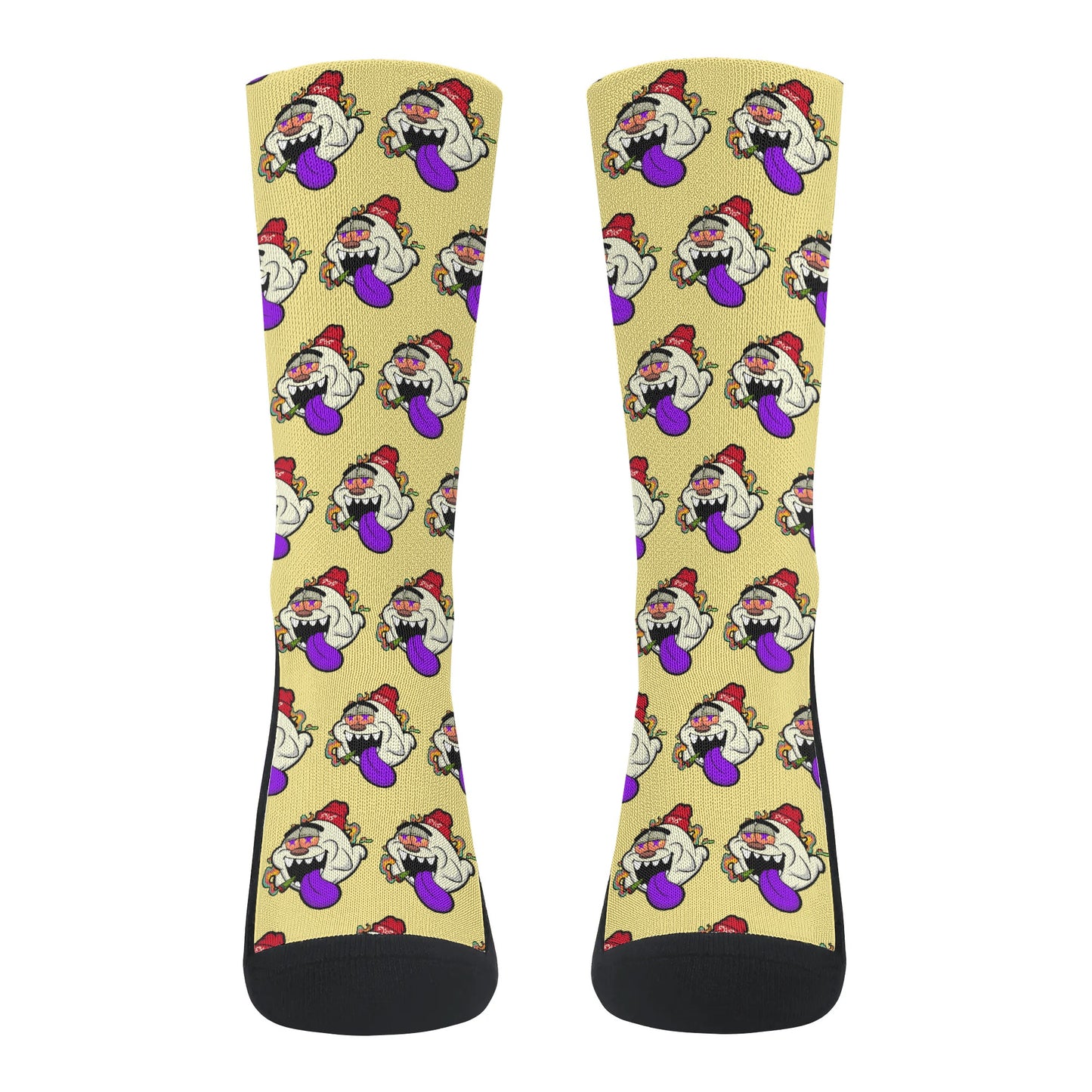 G.S.G Ghost Star Ghouls Tan/Maroon Crew Socks *Free Bag Included