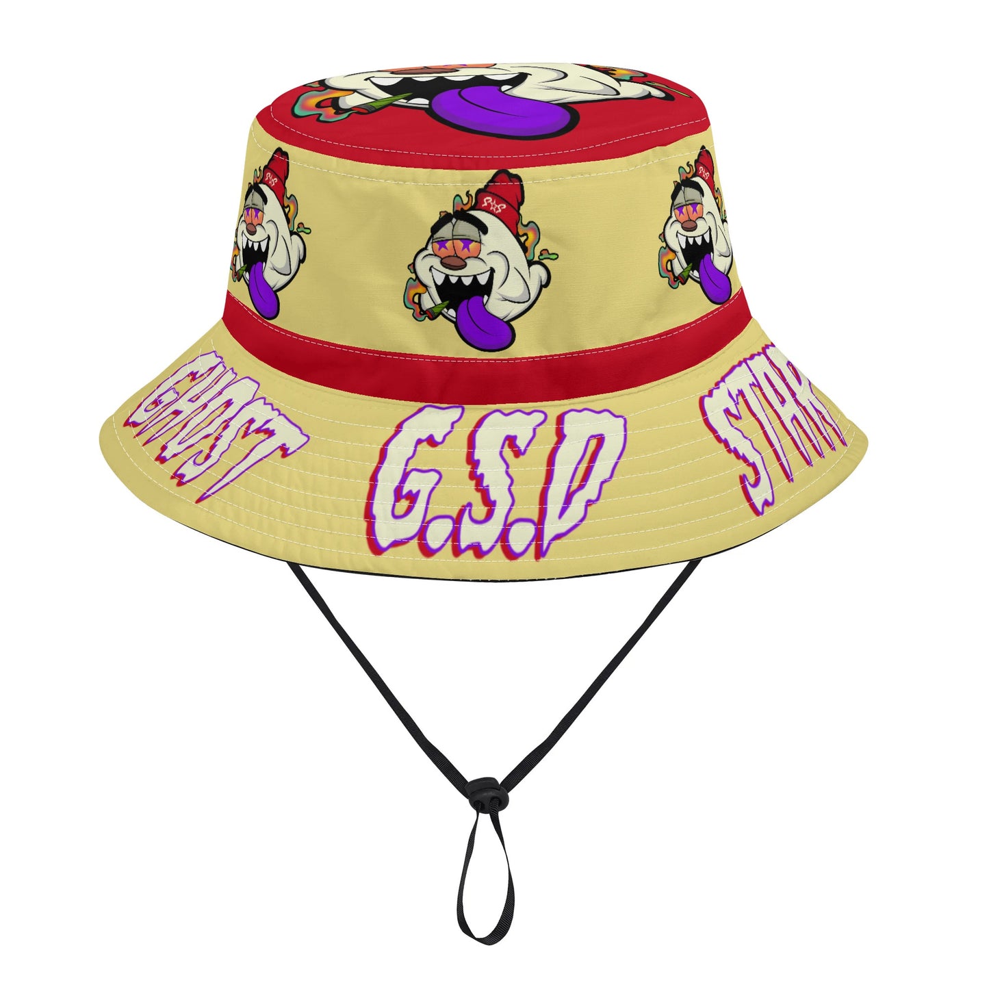 G.S.G Ghost Star Ghouls Tan/Maroon Bucket Hats with Adjustable String