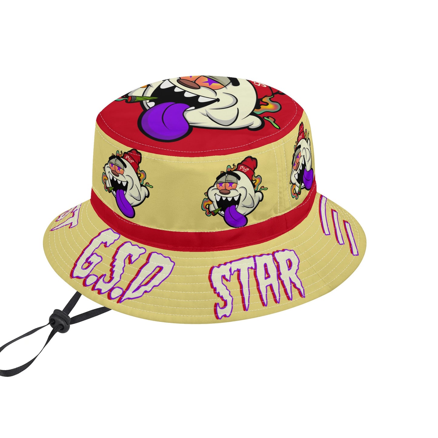 G.S.G Ghost Star Ghouls Tan/Maroon Bucket Hats with Adjustable String