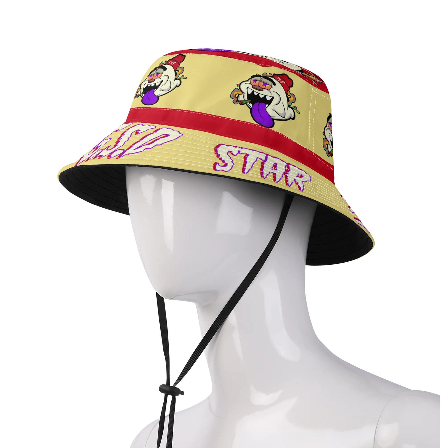 G.S.G Ghost Star Ghouls Tan/Maroon Bucket Hats with Adjustable String