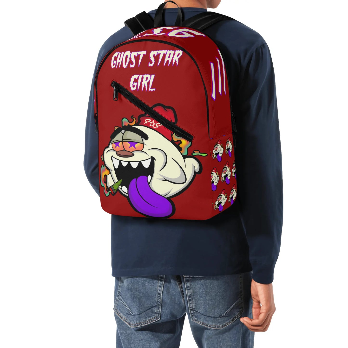 G.S.G Ghost Star Ghouls Mans Maroon Laptop Backpack *Free Key Ring*