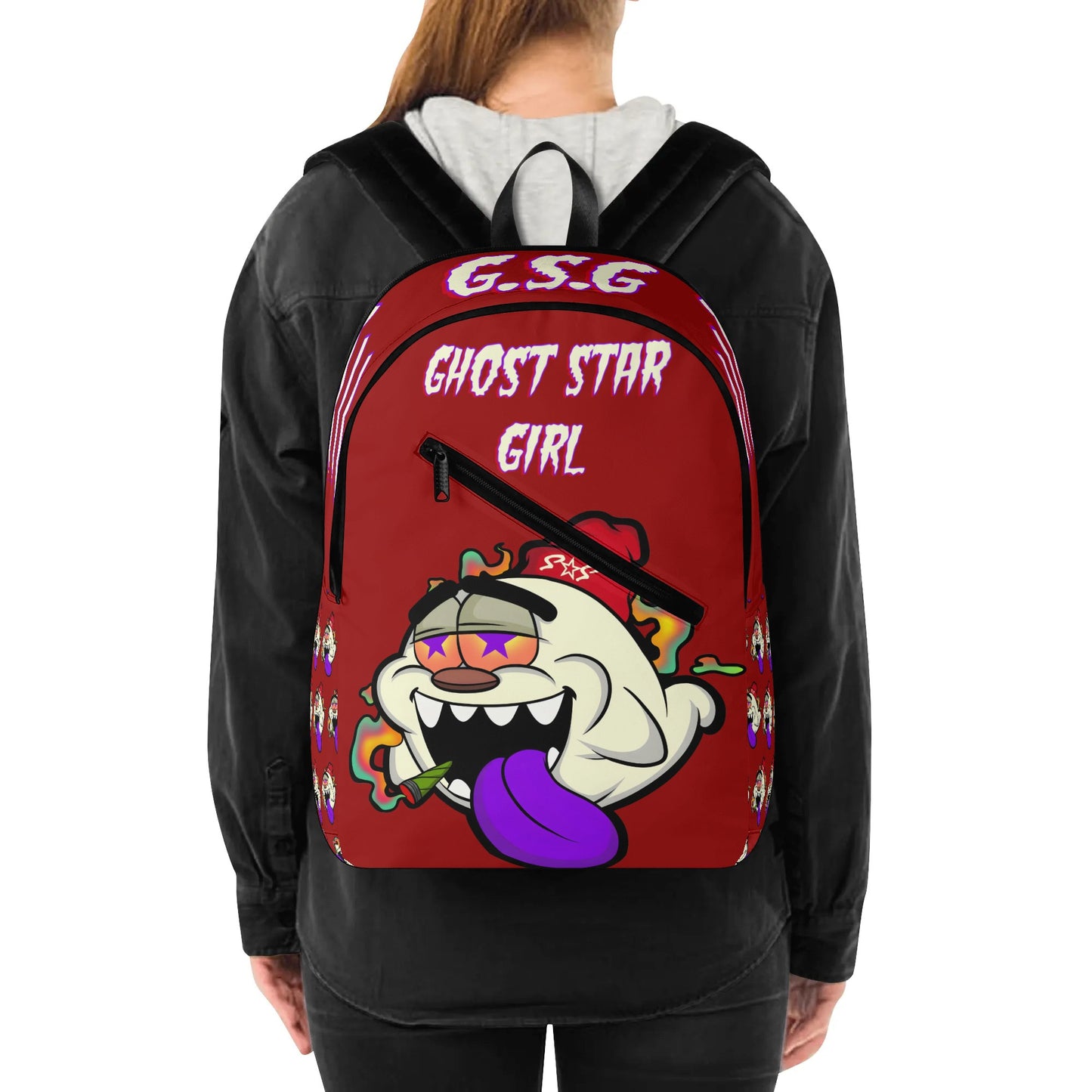 G.S.G Ghost Star Ghouls Mans Maroon Laptop Backpack *Free Key Ring*