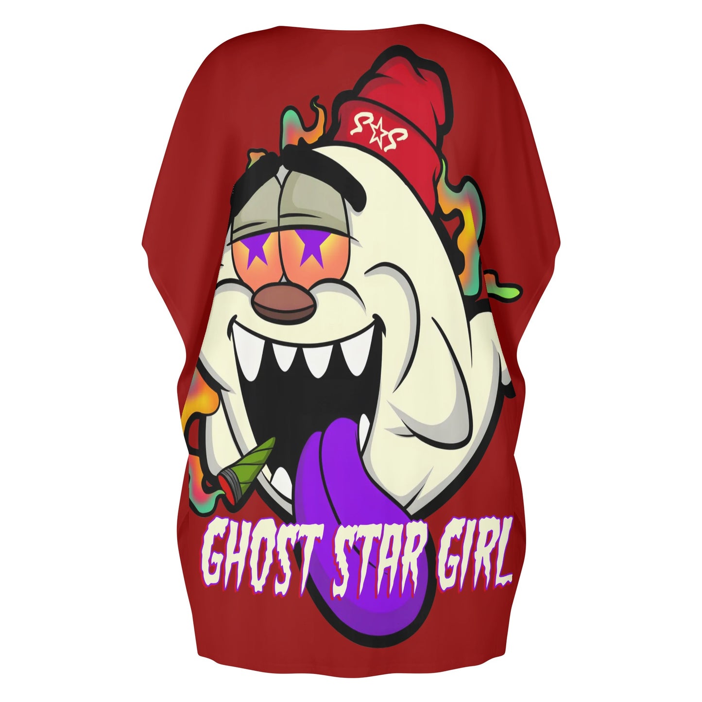 G.S.G Ghost Star Girl Maroon Womens Daily Star Size Loose Dress