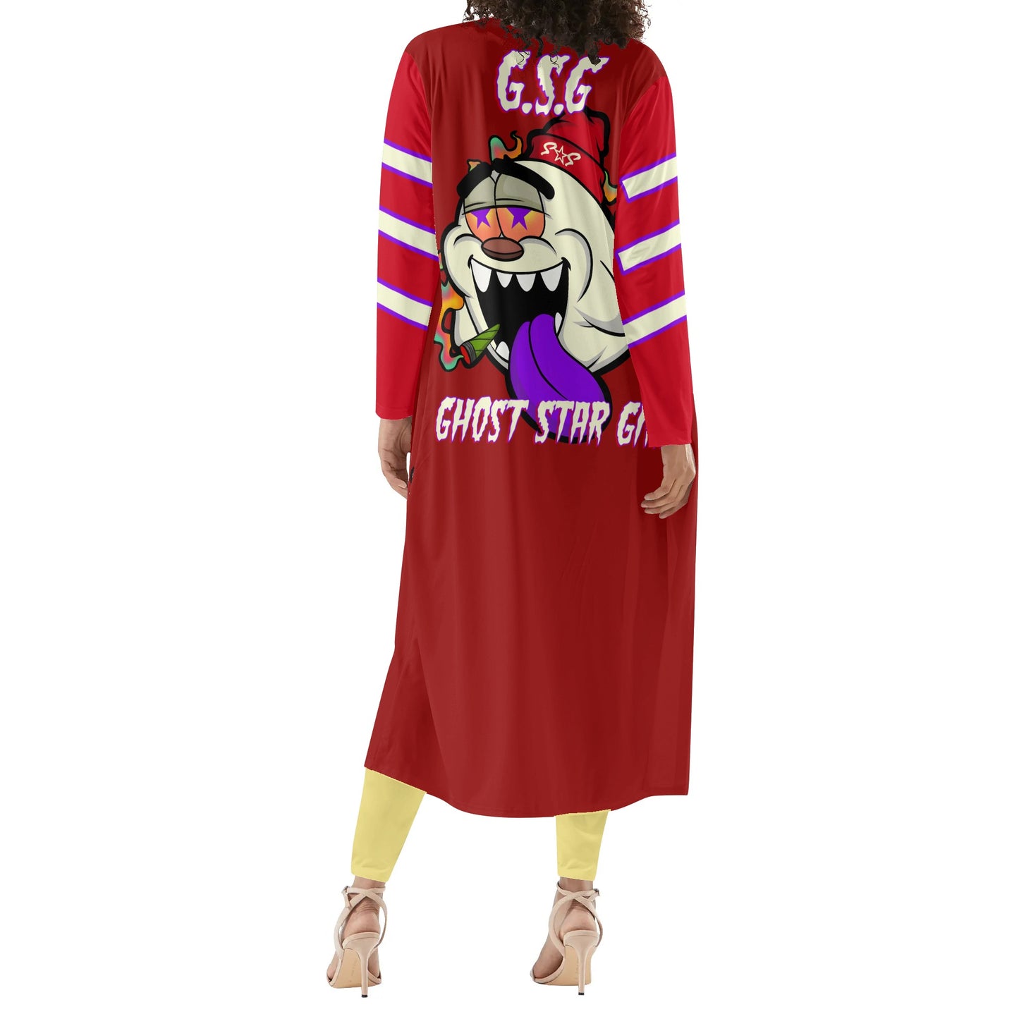 G.S.G Ghost Star Girl Maroon Long Sleeve Cardigan and Leggings 2pcs