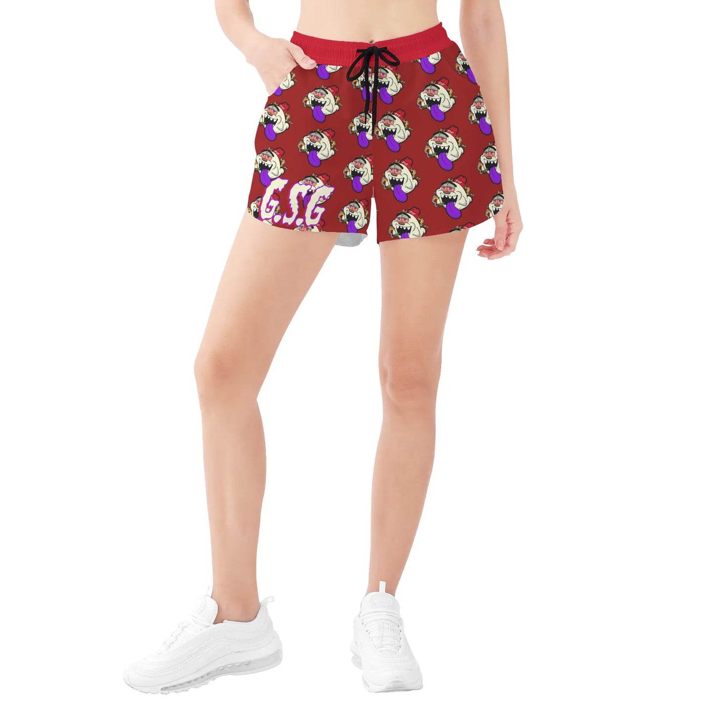 G.S.G Ghost Star Girl Womens Maroon Shorts