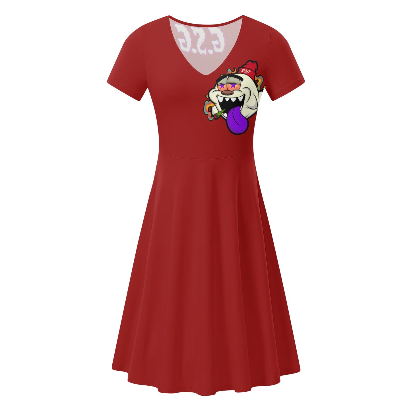 G.S.G Ghost Star Girl Womens Maroon Ruffle Summer Dress