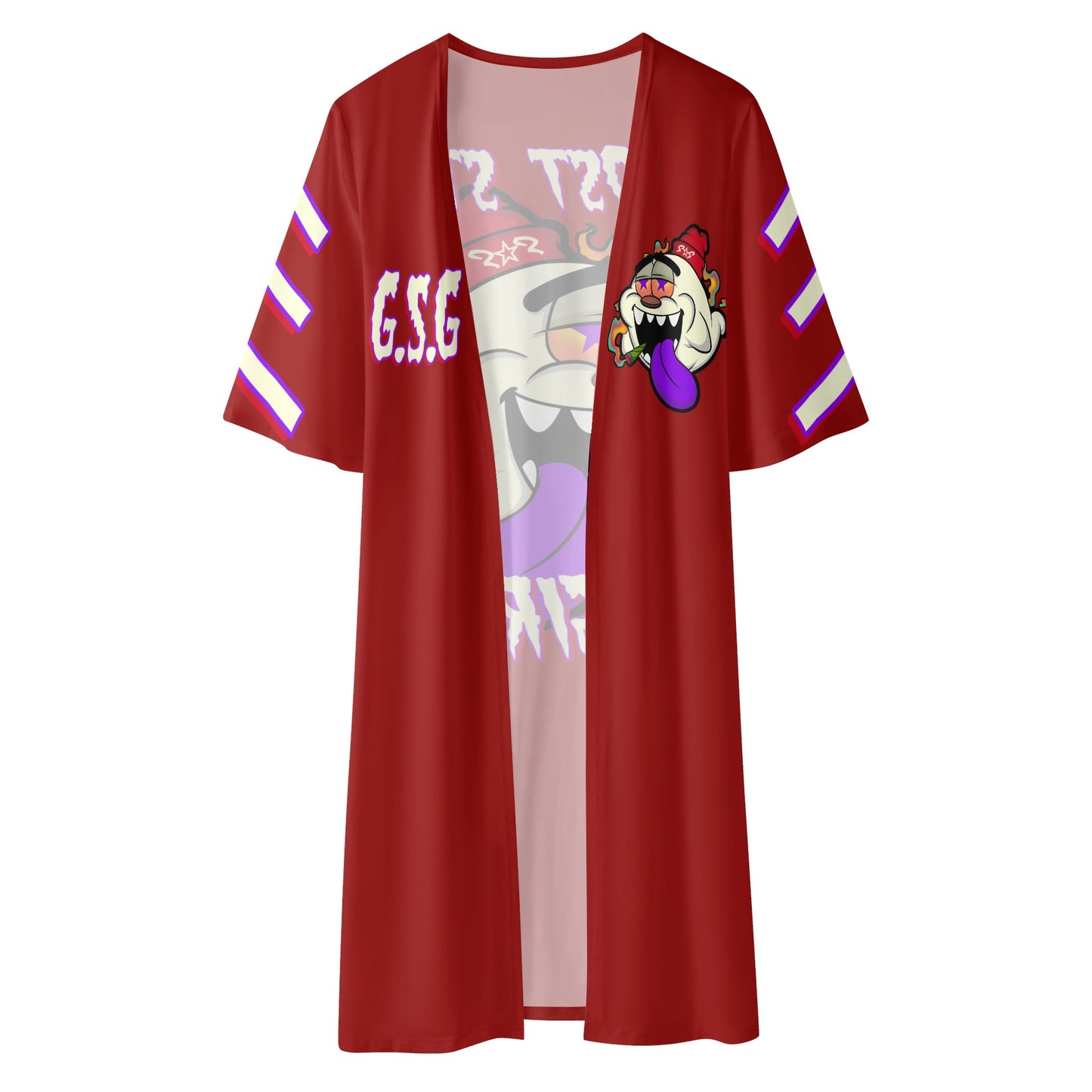 G.S.G Ghost Star Girl Womens Maroon Half Sleeve Kimono Cardigan