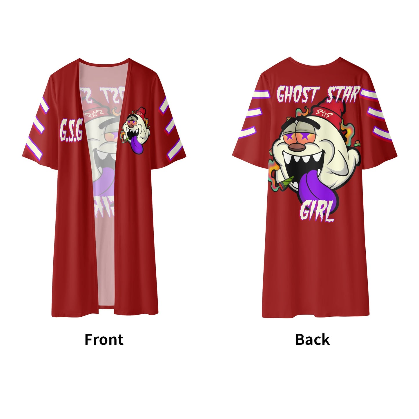 G.S.G Ghost Star Girl Womens Maroon Half Sleeve Kimono Cardigan