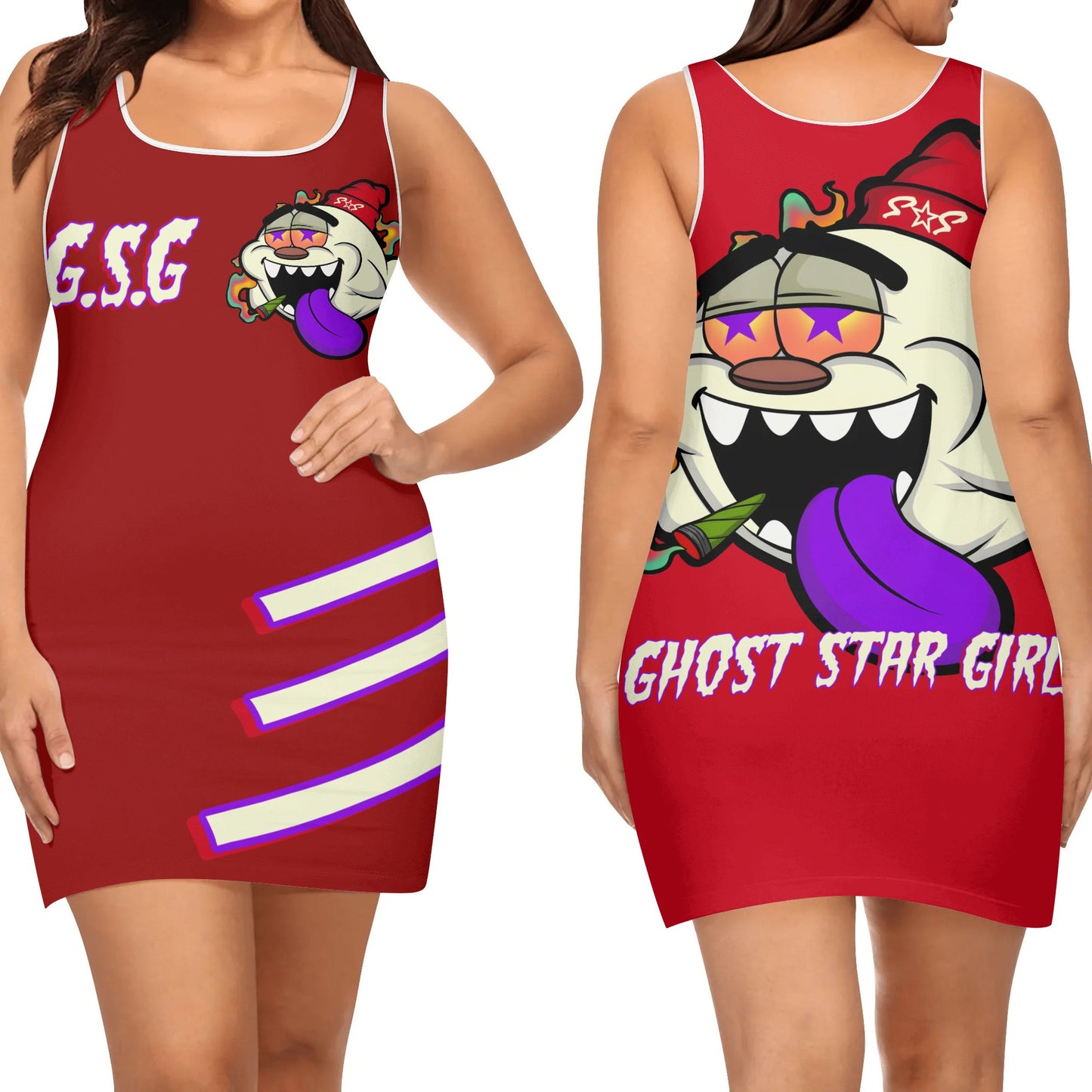 G.S.G Ghost Star Girl Womens Maroon Elegant Sleeveless Vest Dress