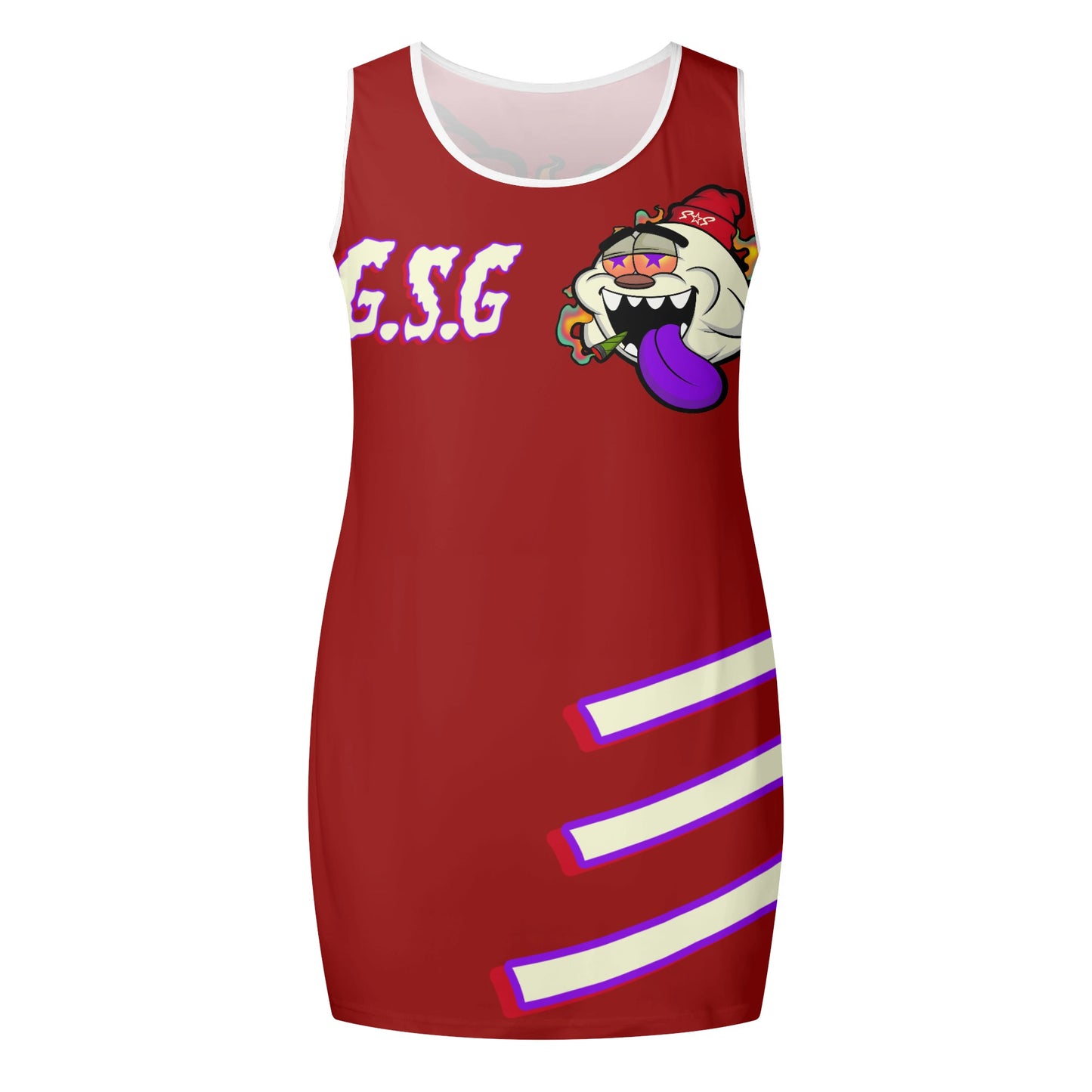 G.S.G Ghost Star Girl Womens Maroon Elegant Sleeveless Vest Dress