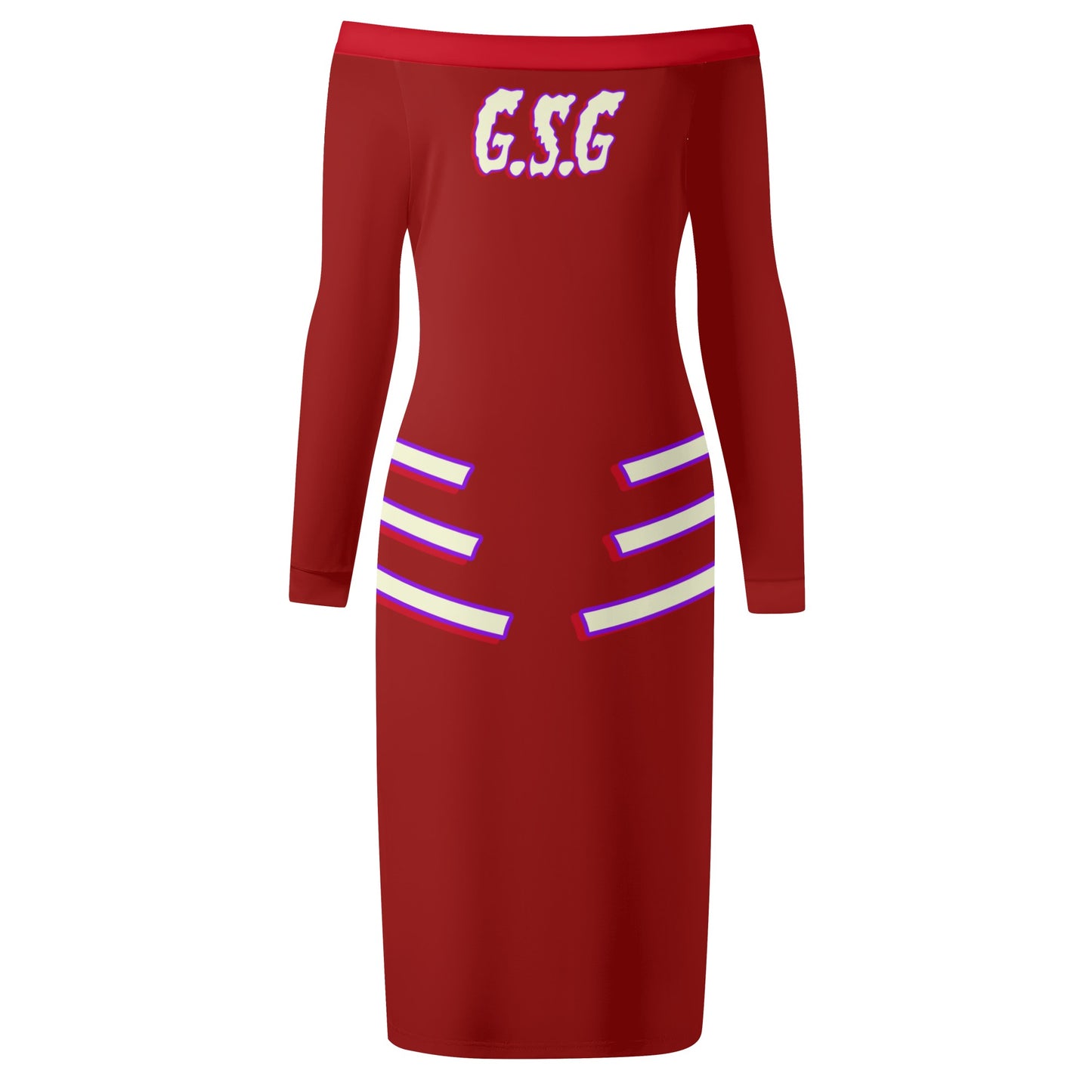 G.S.G Ghost Star Girl Womens Maroon Off The Shoulder Long Sleeve Elegant Wrap Dress