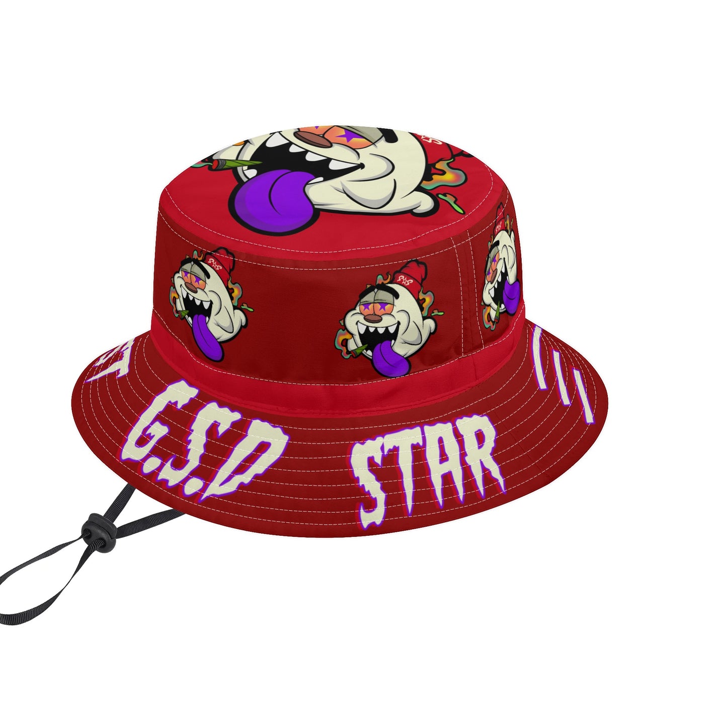 G.S.G Ghost Star Ghouls Maroon Bucket Hats with Adjustable String