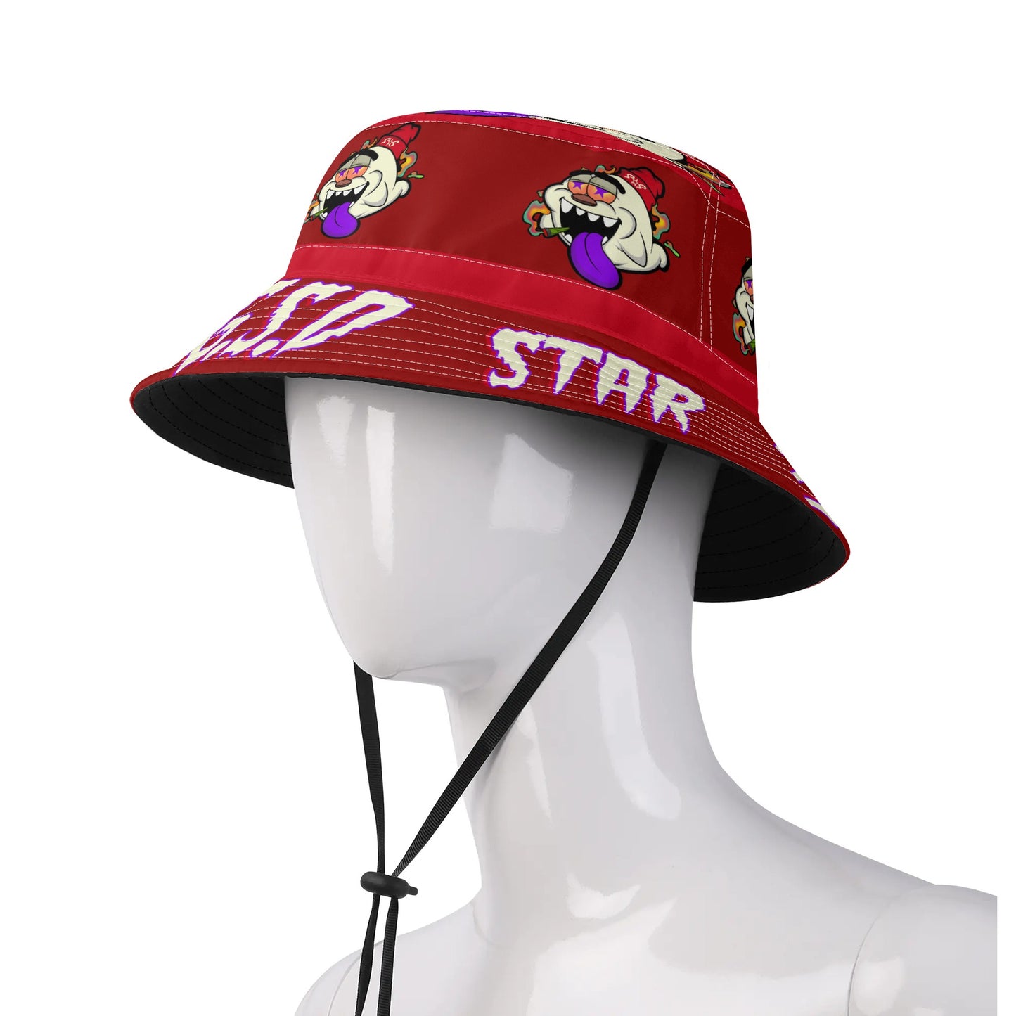 G.S.G Ghost Star Ghouls Maroon Bucket Hats with Adjustable String